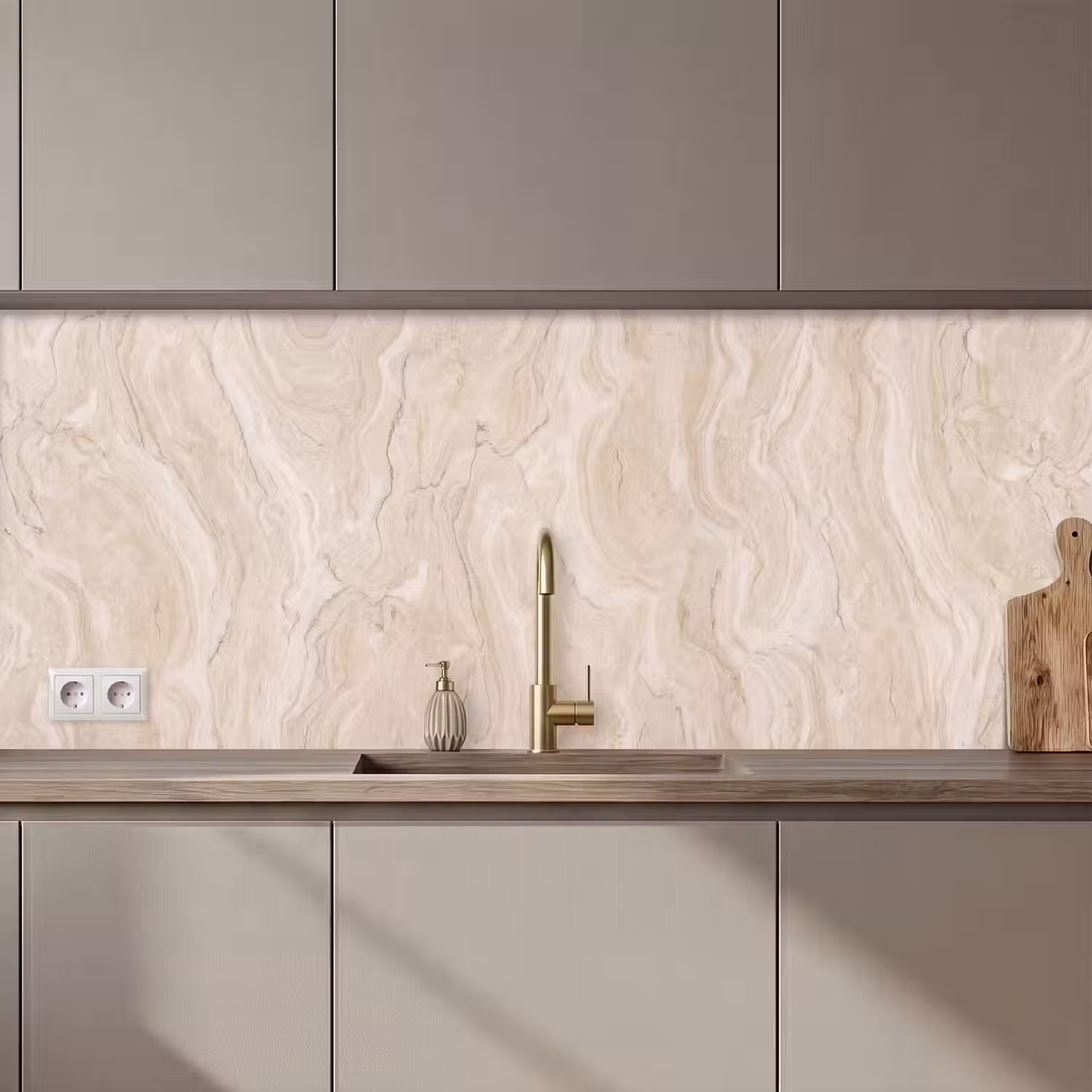 Marmer - Patroon - Beige - Steen - Abstract keuken achterwand 2 middel zz_3dshopping