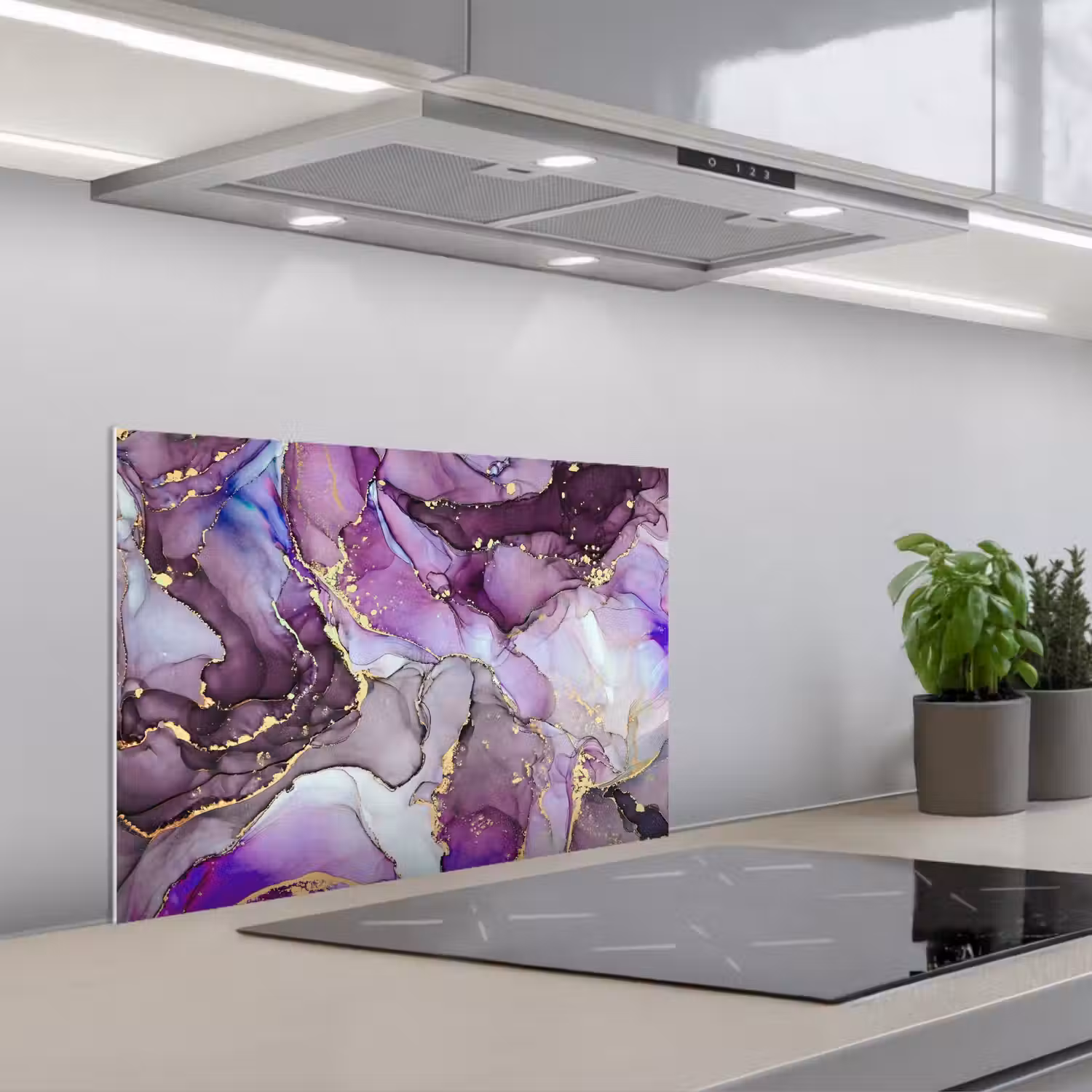Marmer - Roze - Paars - Gold keuken achterwand spatscherm klein -3d_schuin