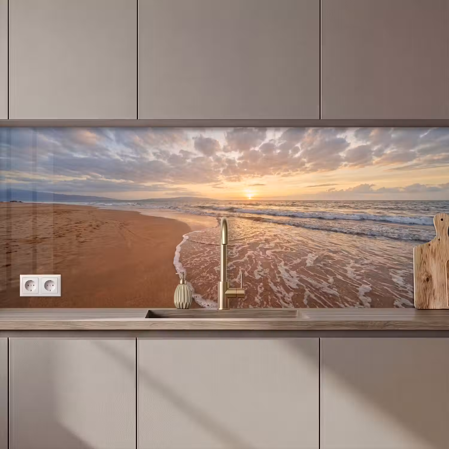 Zee - Kustlijn - Wolken - Landschap - Oranje keuken achterwand 2 middel zz_3dshopping