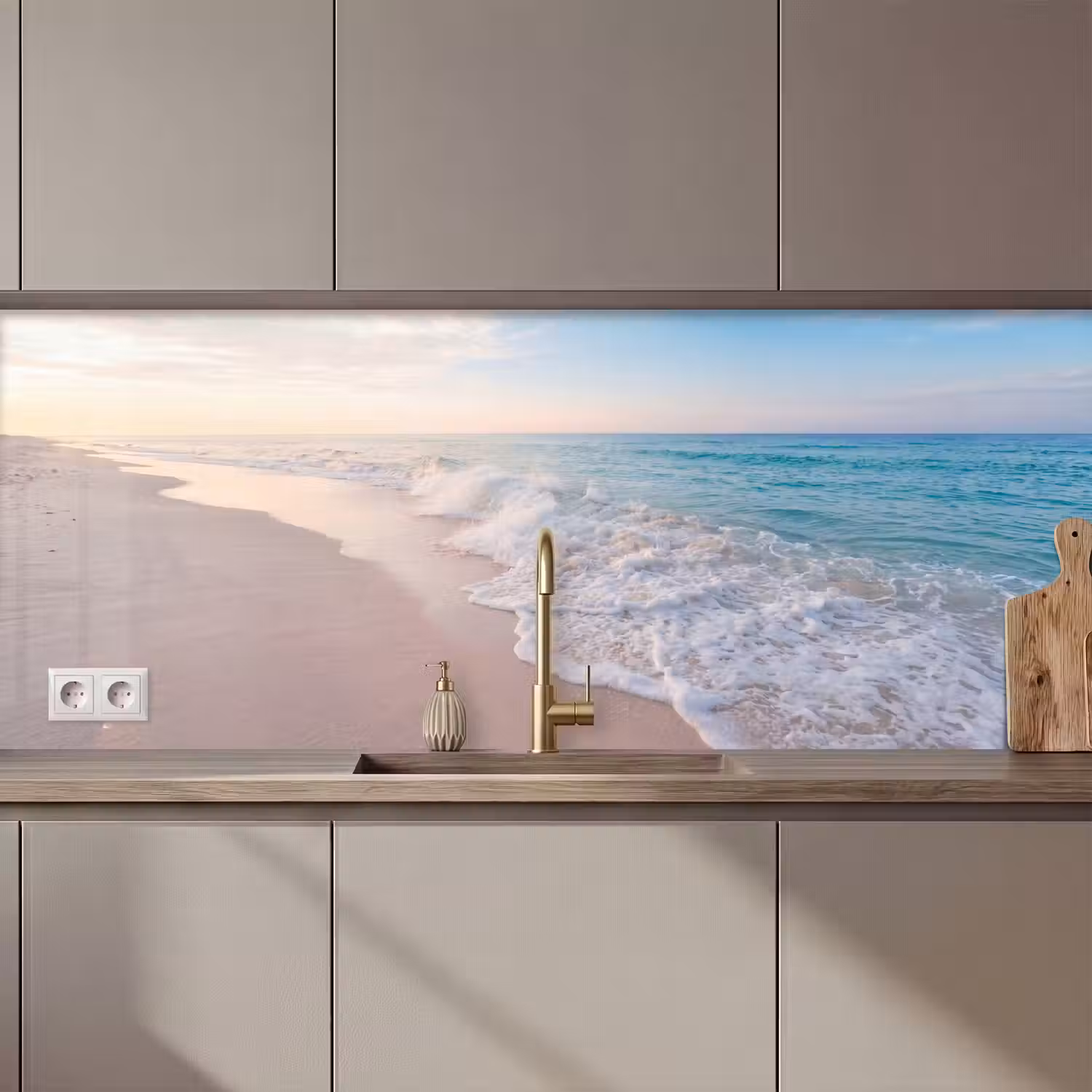Zee - Golven - Strand - Natuur - Wit keuken achterwand 2 middel zz_3dshopping