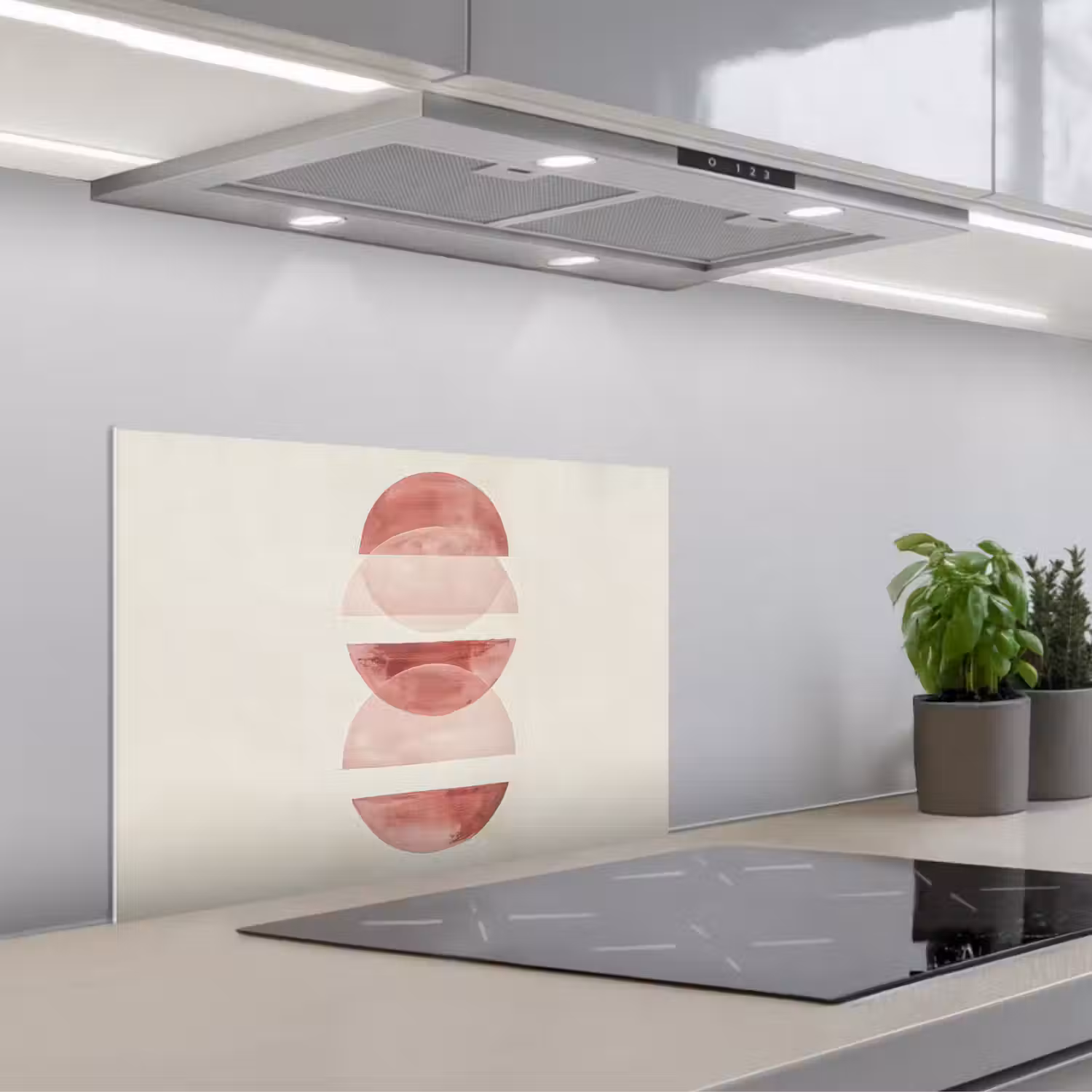 Minimalistisch - Cirkels - Roze keuken achterwand spatscherm klein -3d_schuin