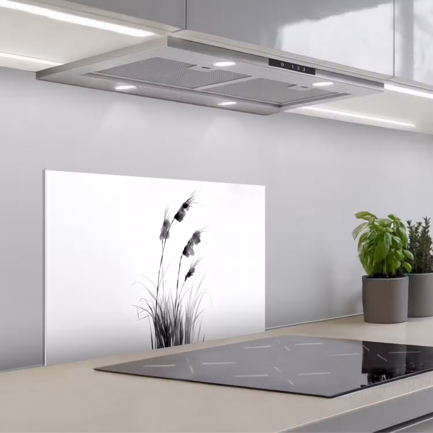 Minimalistisch - Stelen - Wit keuken achterwand spatscherm klein -3d_schuin