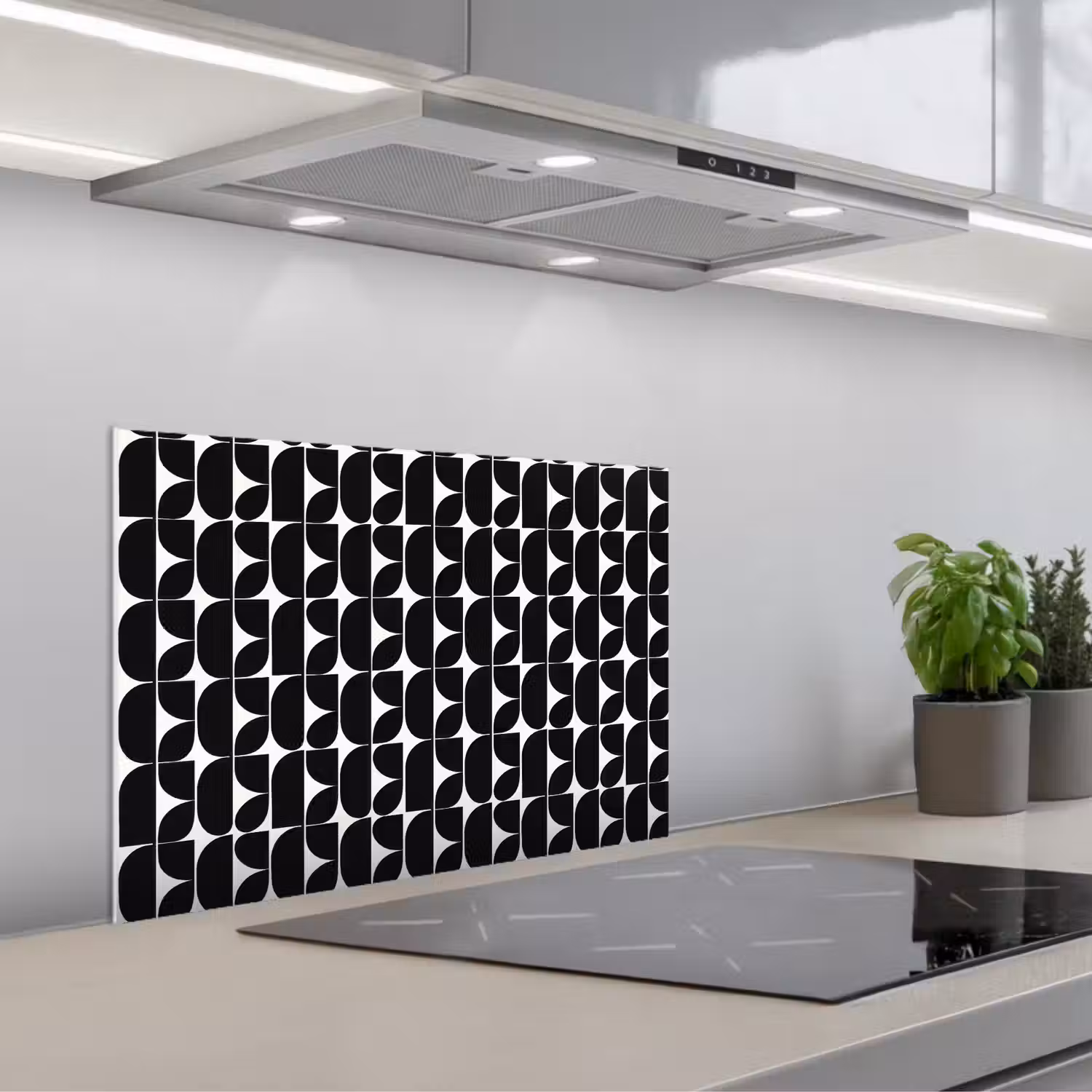 Modern - Geometrisch - Zwart keuken achterwand spatscherm klein 900 -3d_schuin