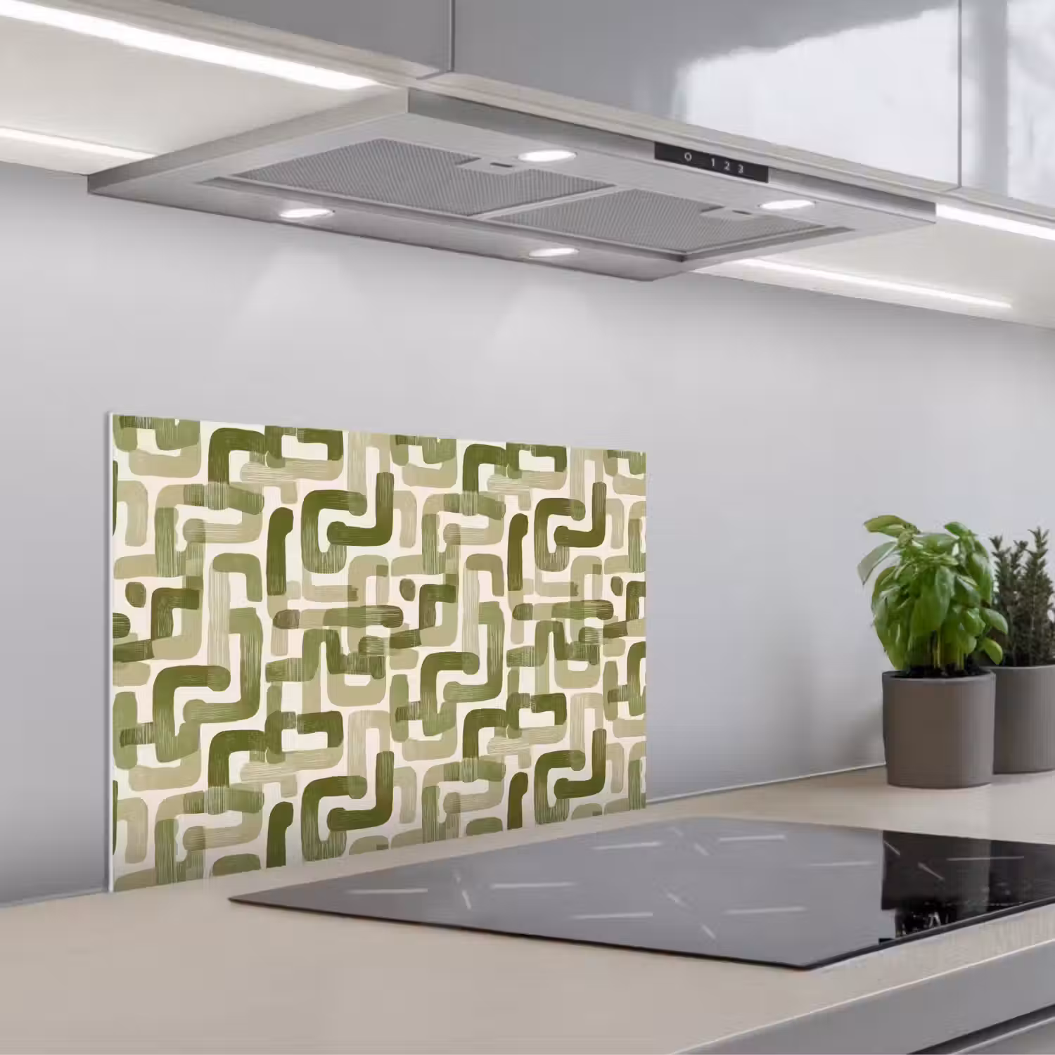 Modern - Grafisch - Groen keuken achterwand spatscherm klein 900 -3d_schuin