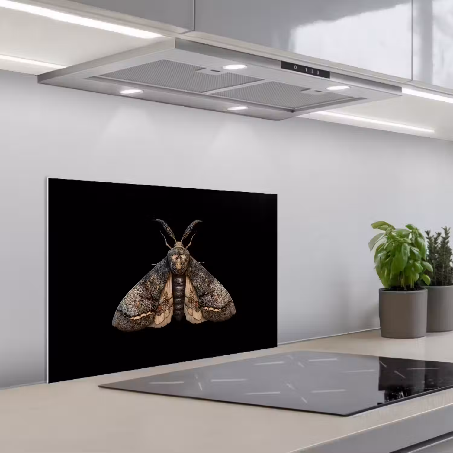 Mot - Bladachtig - Grijs keuken achterwand spatscherm klein -3d_schuin
