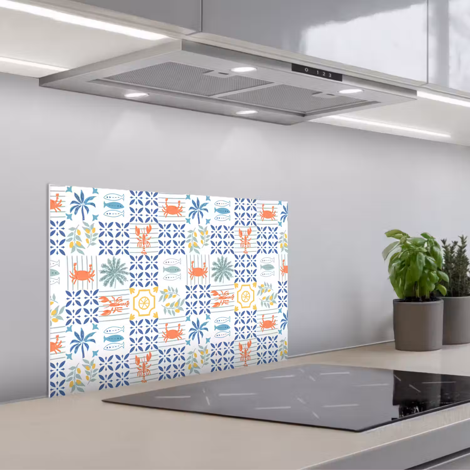 Zee - Sfeer - Mozaïek - Multi keuken achterwand spatscherm klein 900 -3d_schuin