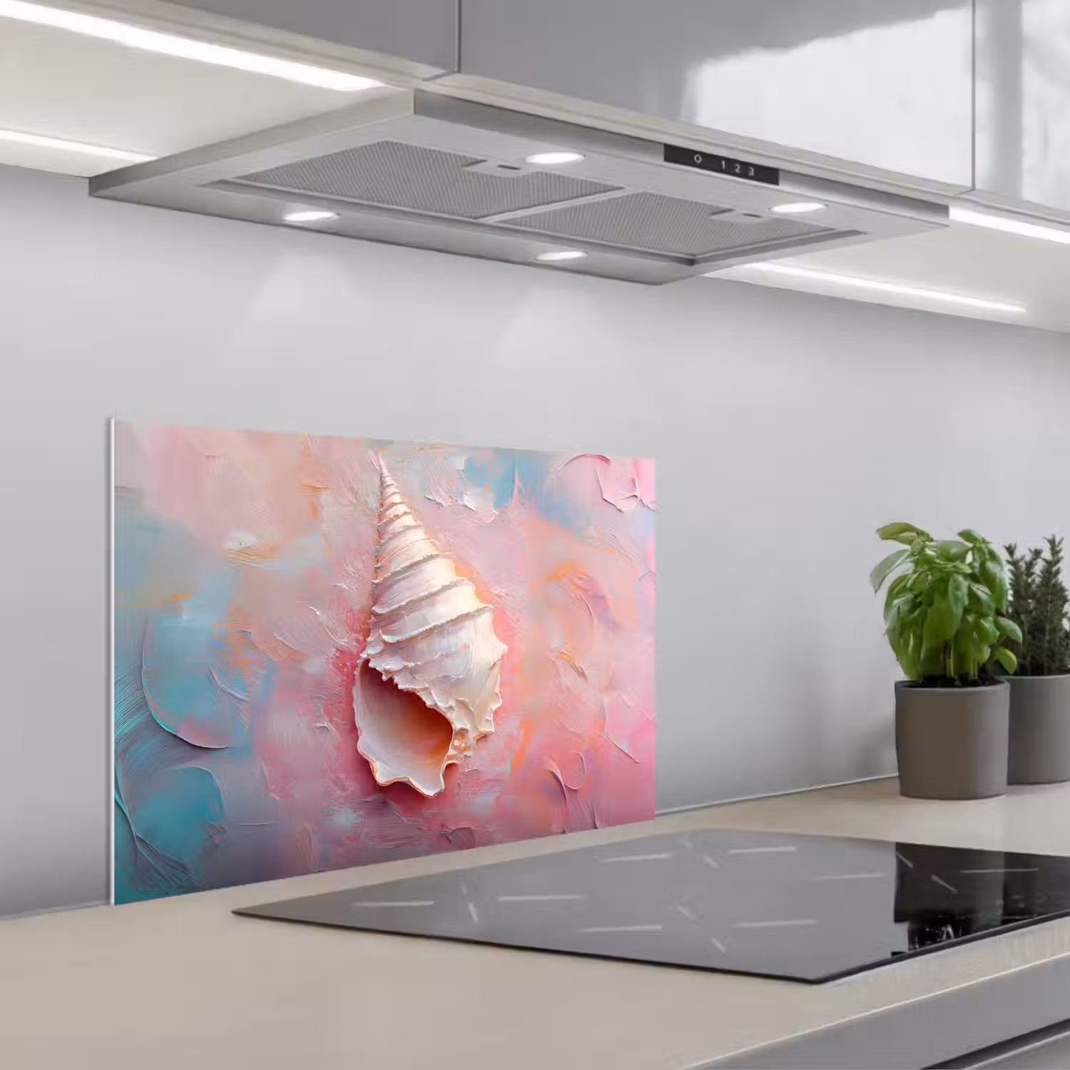 Schelp - Pastel - Pink keuken achterwand spatscherm klein -3d_schuin
