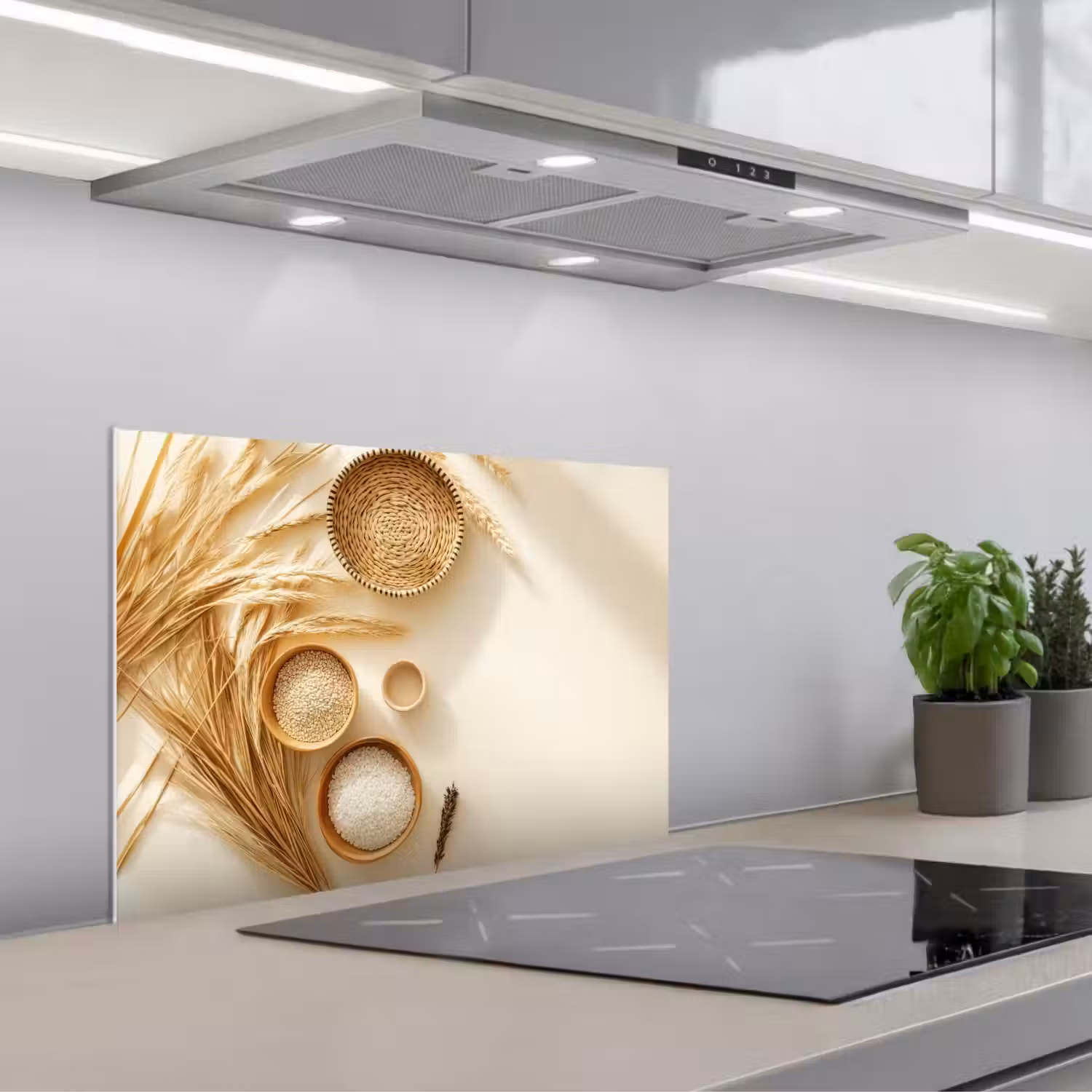Granen - Hout - Kom - Beige keuken achterwand spatscherm klein -3d_schuin