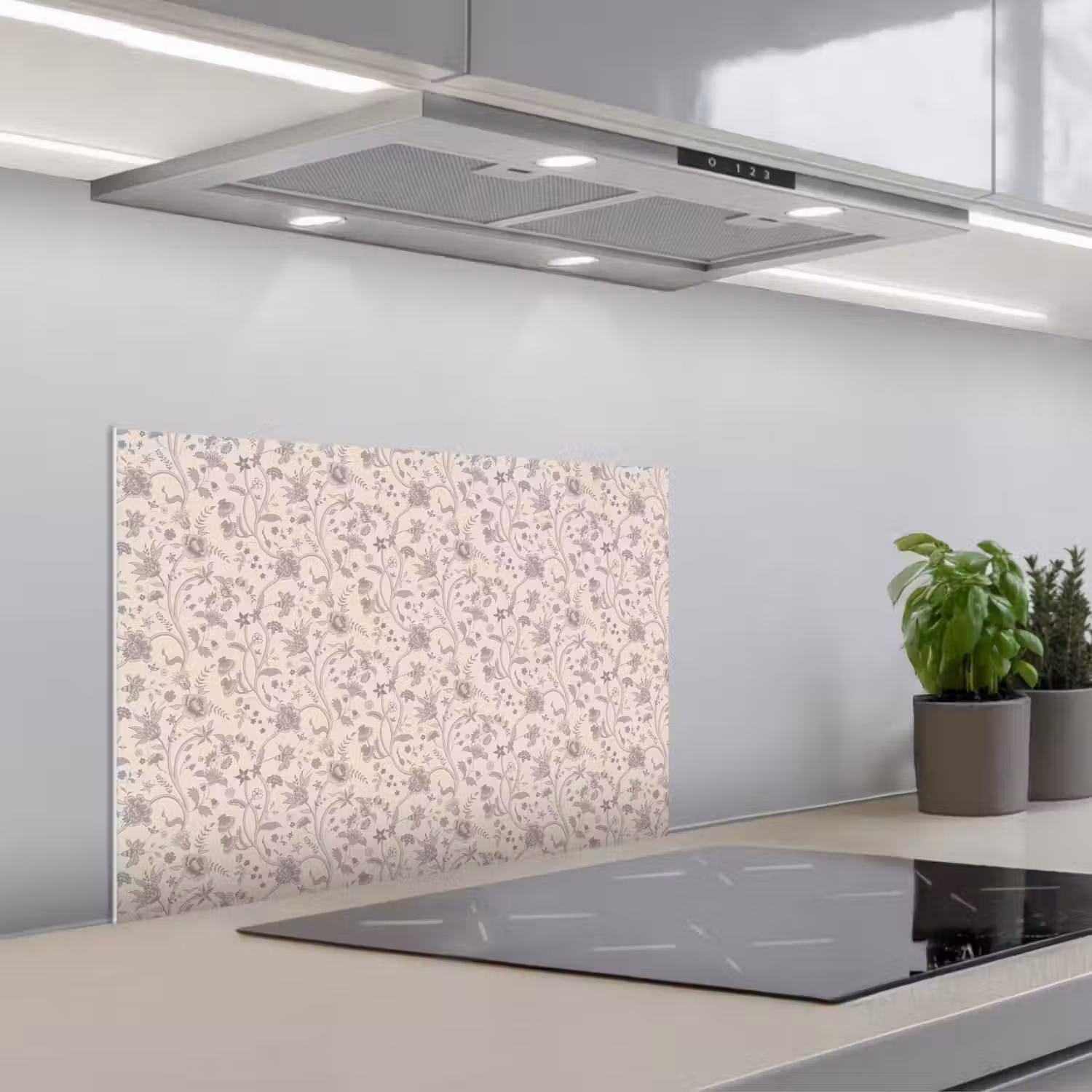 Patroon - Bloemen - Paars keuken achterwand spatscherm klein 900 -3d_schuin