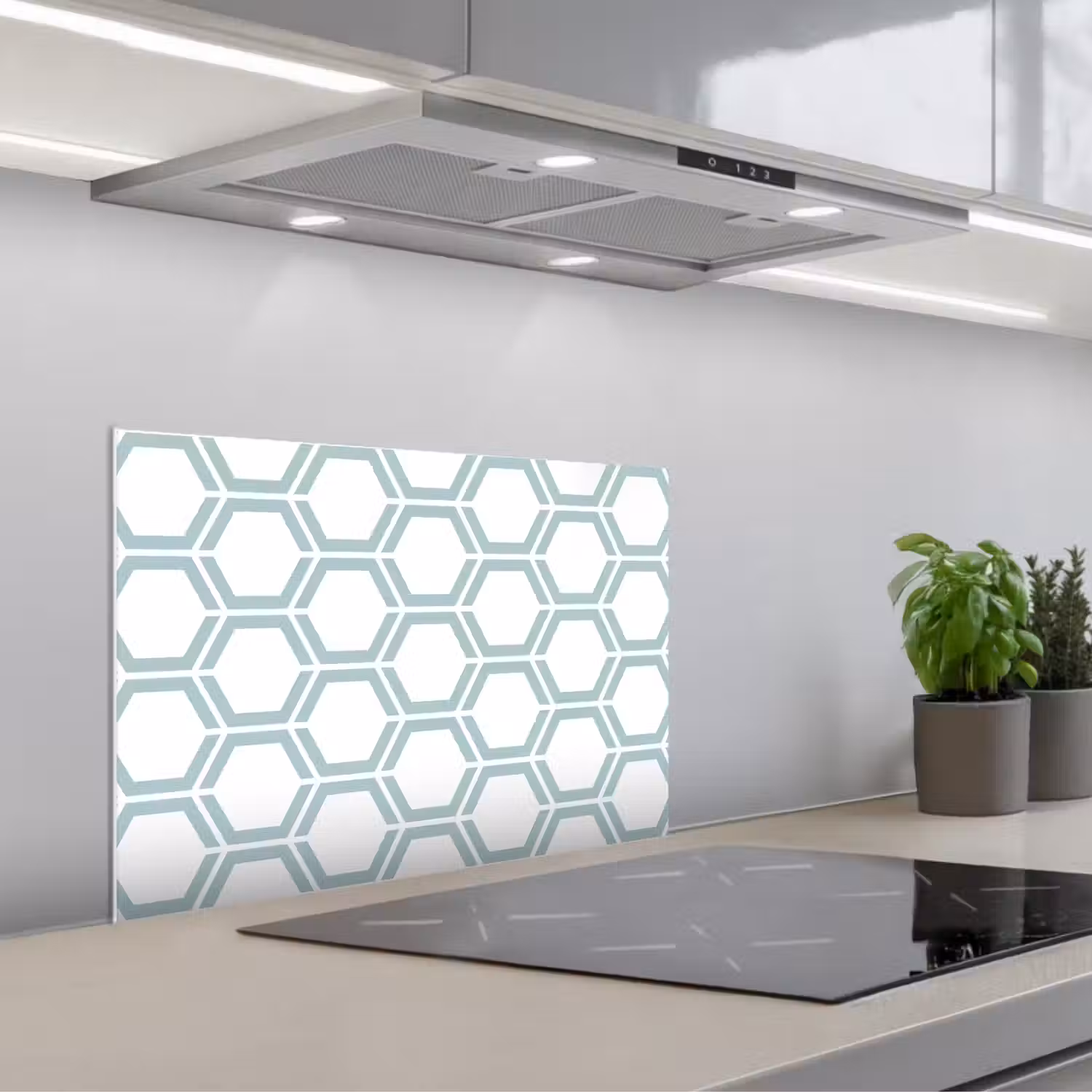 Patroon - Lijn - Design - Hexagon keuken achterwand spatscherm klein 900 -3d_schuin