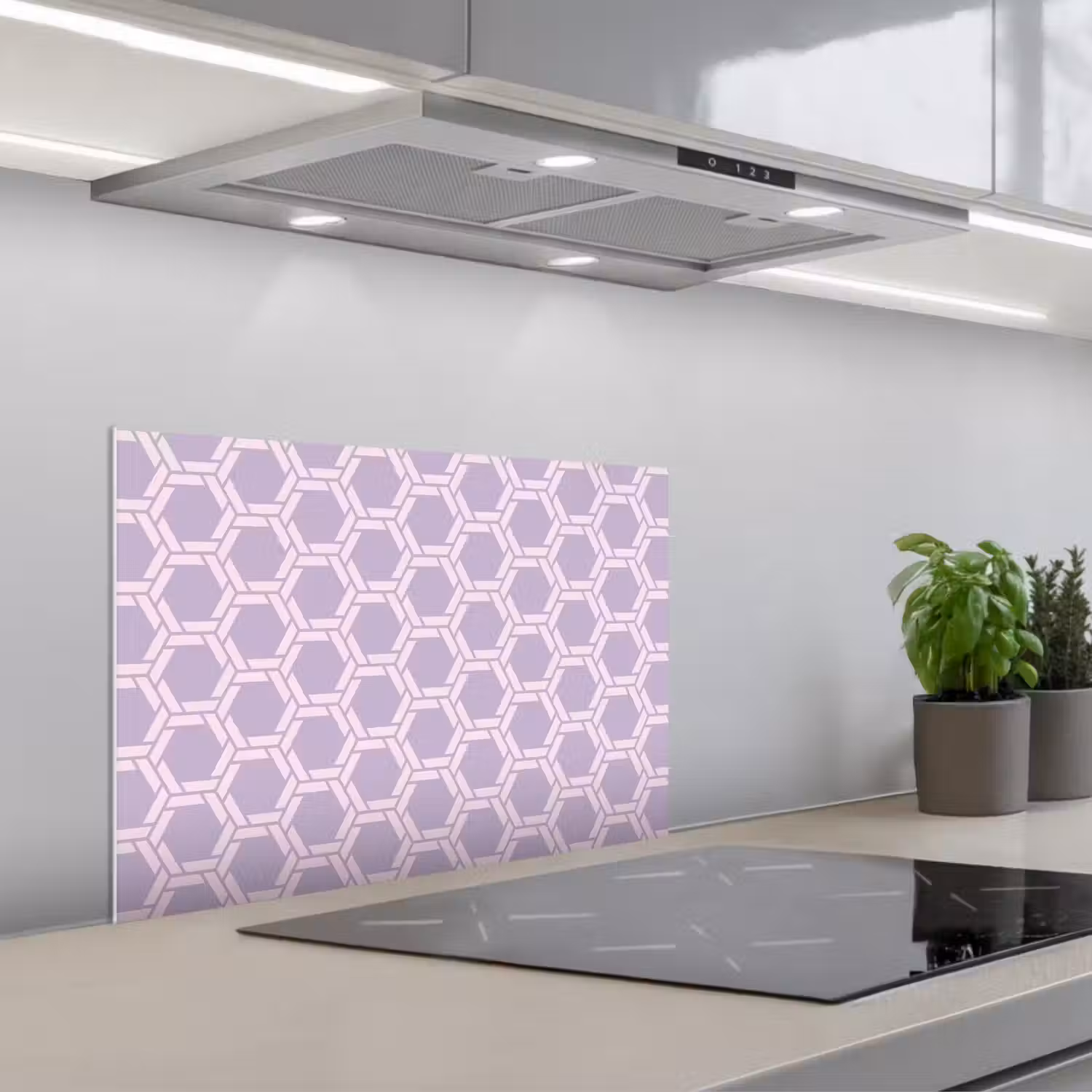 Patroon - Roze - Paars keuken achterwand spatscherm klein 900 -3d_schuin