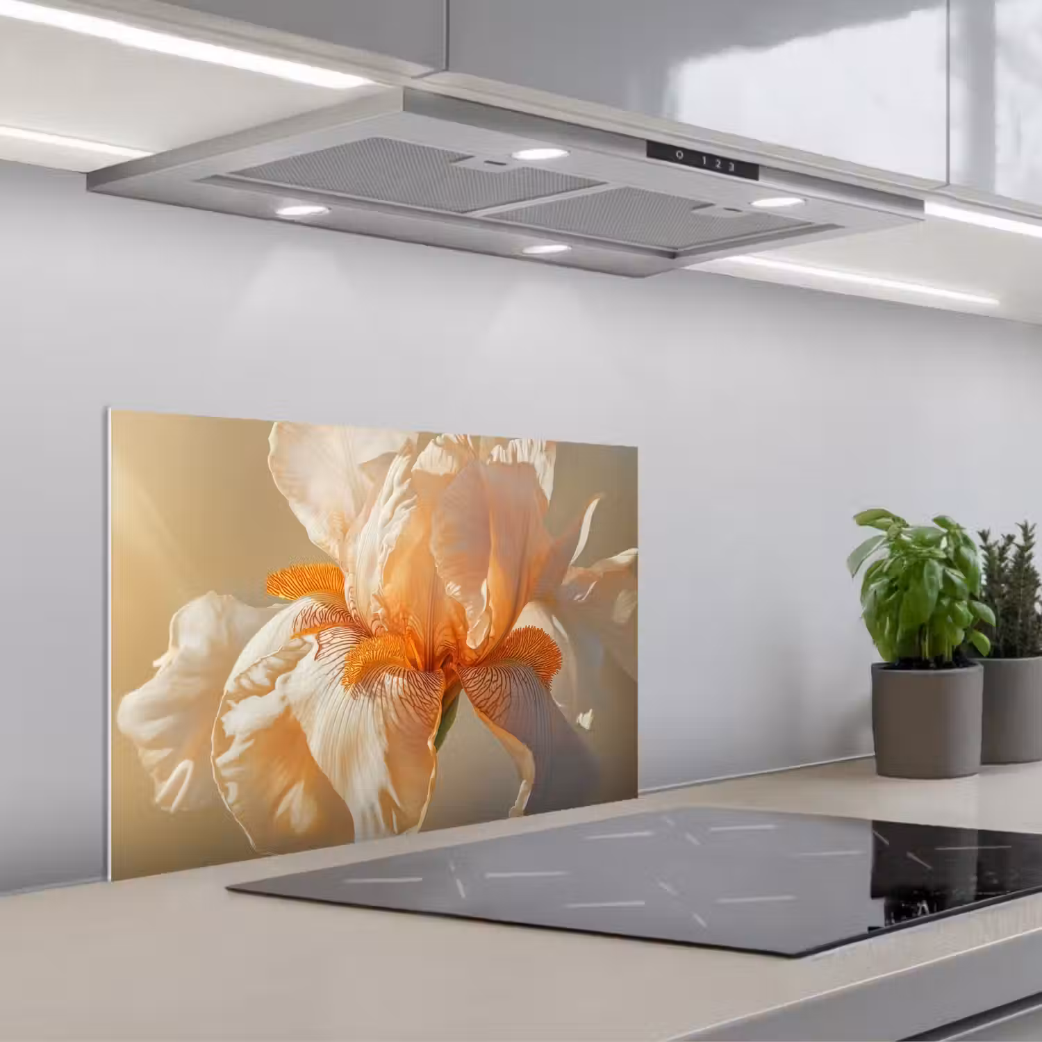 Close up - Oranje - Iris keuken achterwand spatscherm klein -3d_schuin
