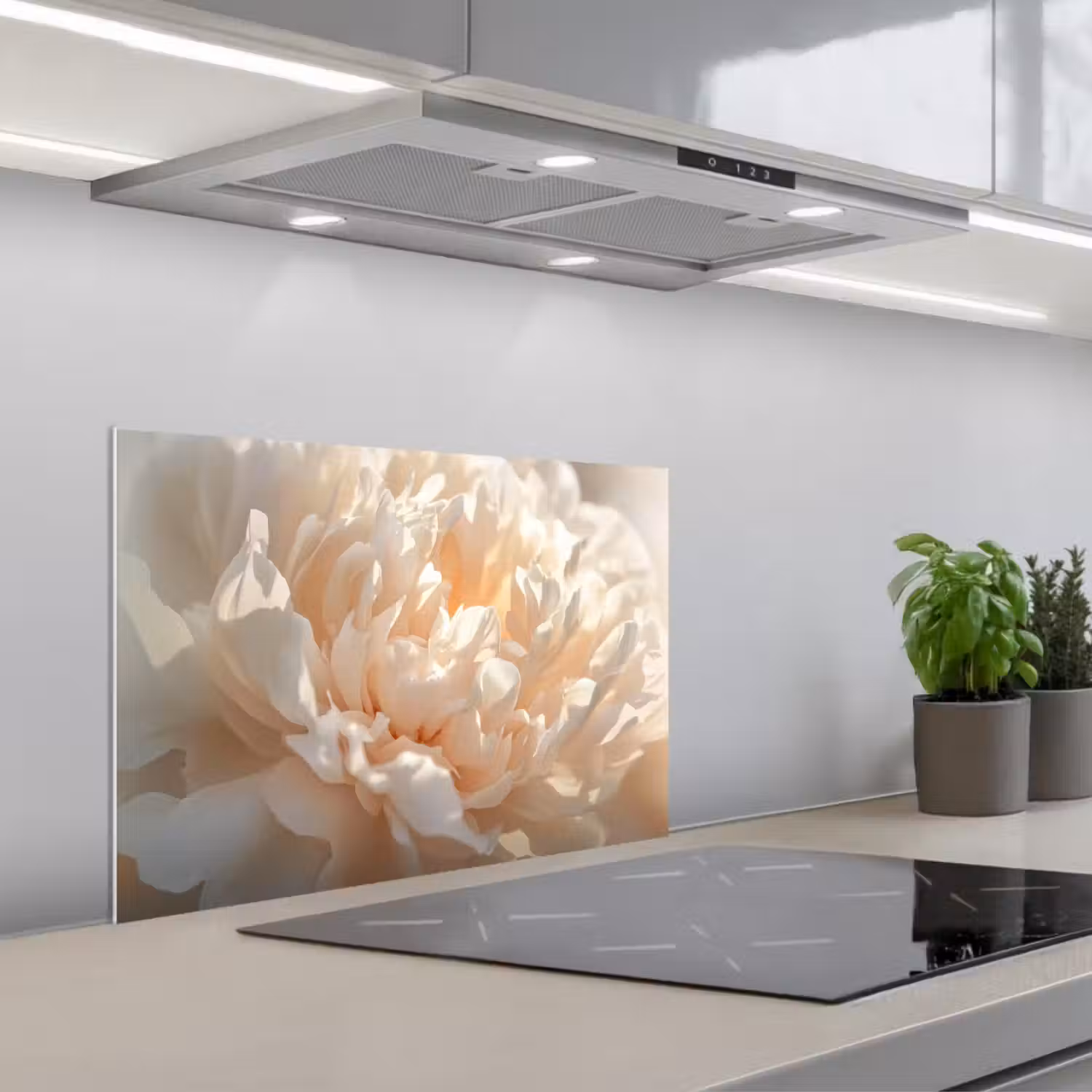 Close up - Pioenroos - Lichtroze keuken achterwand spatscherm klein -3d_schuin
