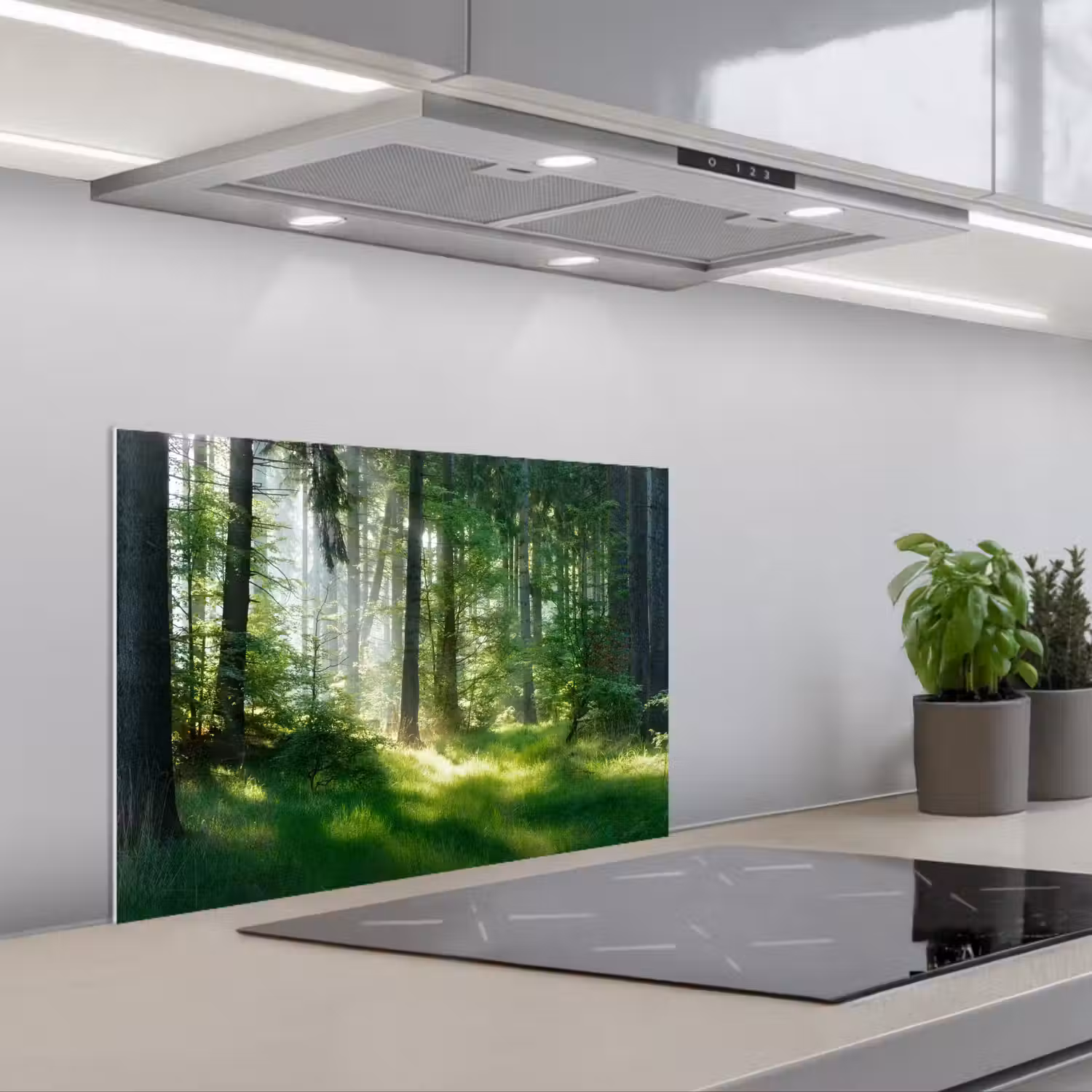 Natuur - Bomen - Bos - Groen - Zon - Gras - Planten keuken achterwand spatscherm klein -3d_schuin