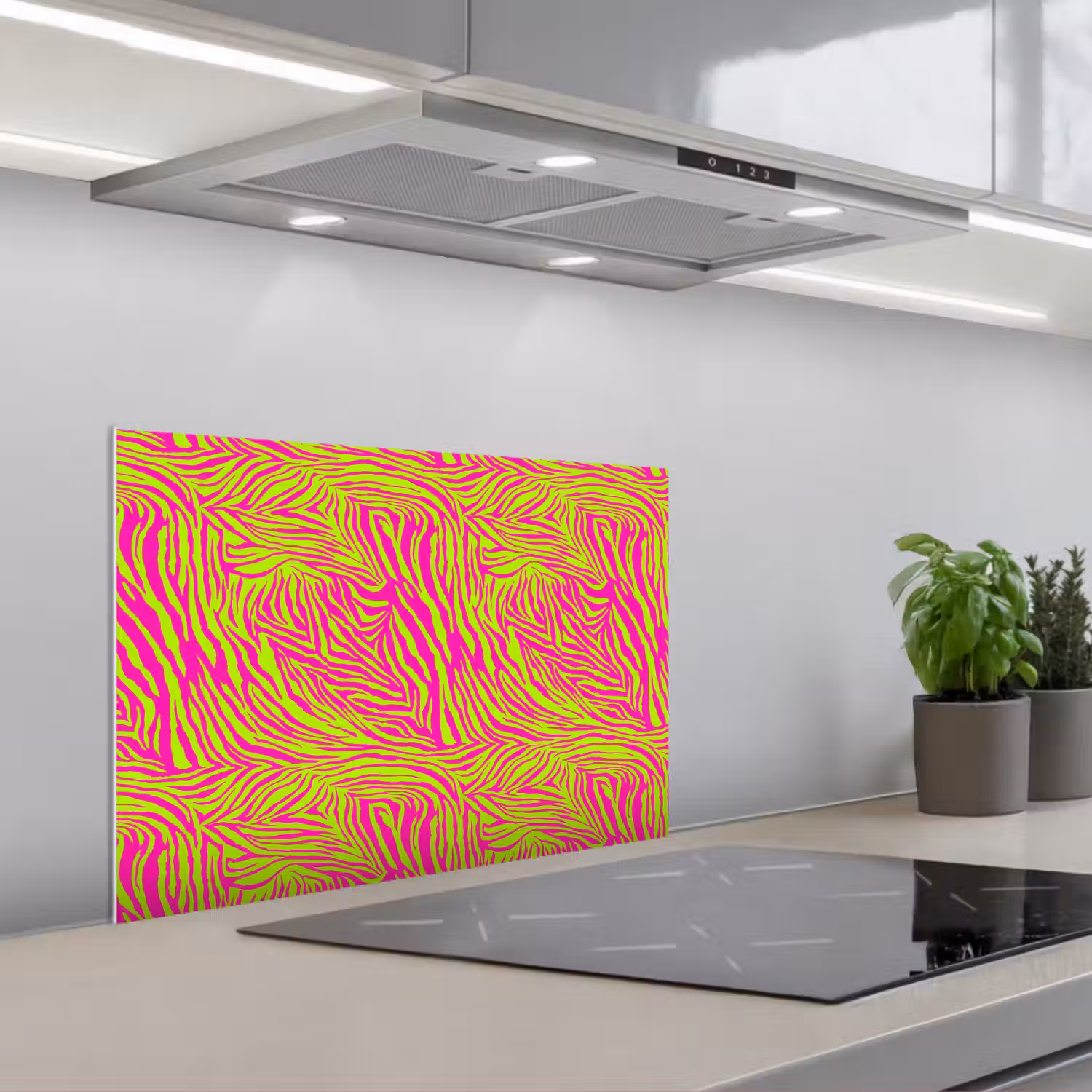 Neon - Zebra - Roze - Groen keuken achterwand spatscherm klein 900 -3d_schuin