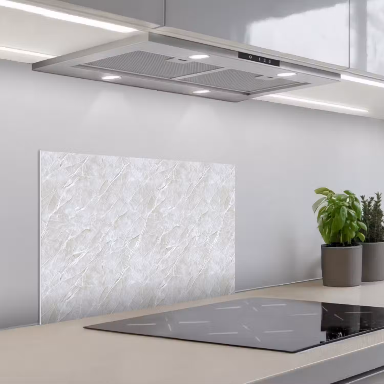 Oppervlakte - Textuur - Grijs keuken achterwand spatscherm klein 900 -3d_schuin