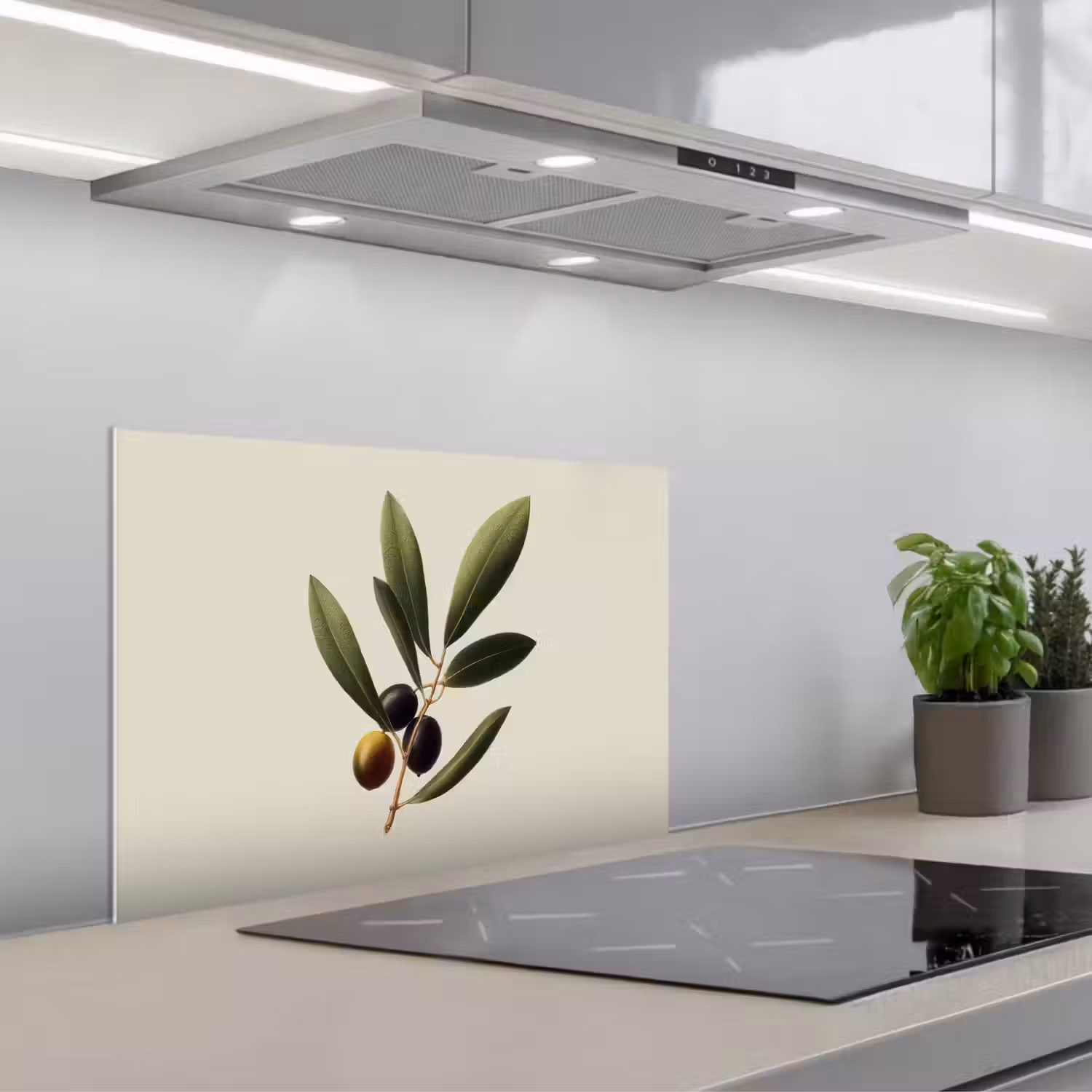 Olijftak - Donkergroen - Olijven keuken achterwand spatscherm klein -3d_schuin
