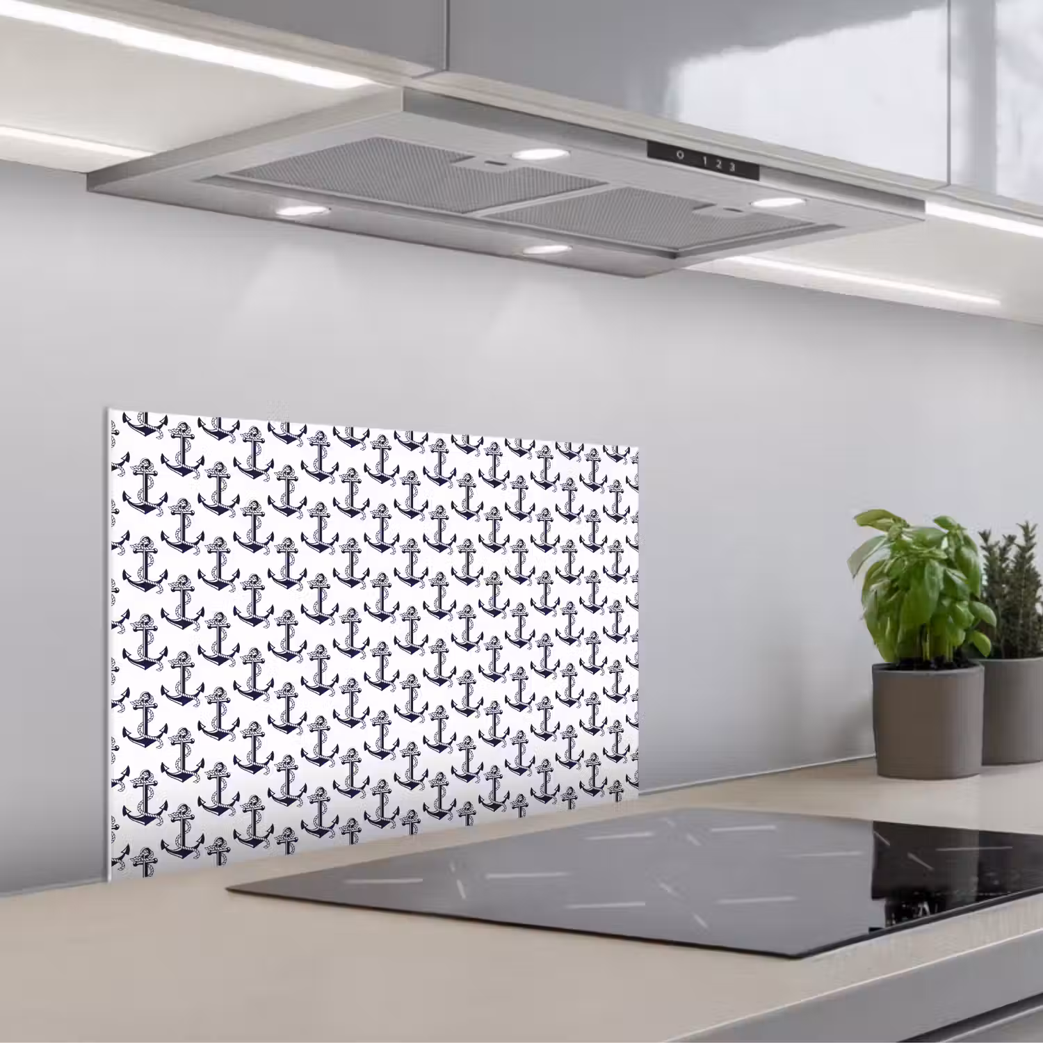 Oceaan - Anker - Blauw - Wit keuken achterwand spatscherm klein 900 -3d_schuin