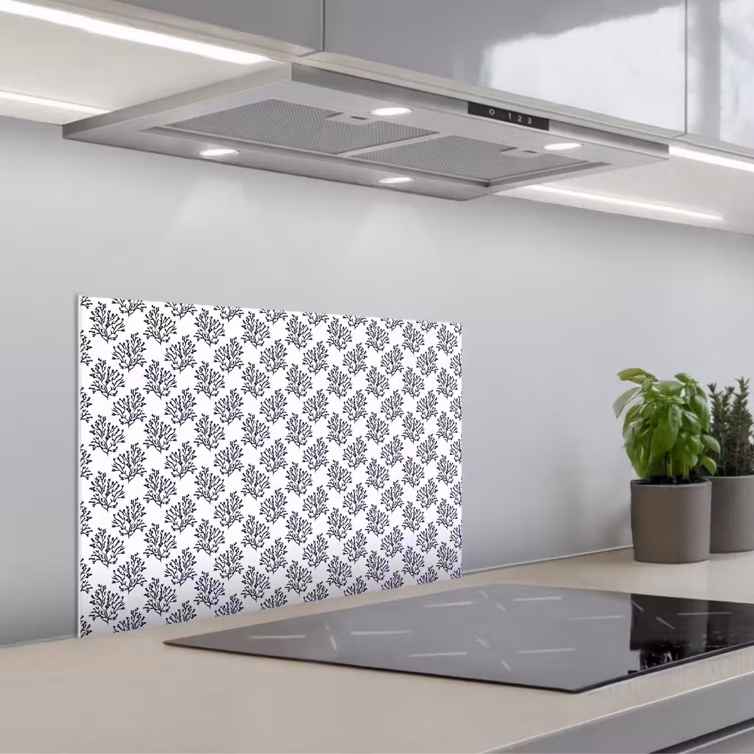 Oceaan - Koraal - Blauw - Wit keuken achterwand spatscherm klein 900 -3d_schuin