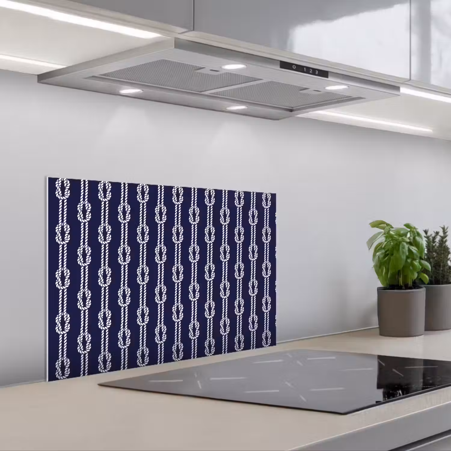 Oceaan - Touw - Blauw - Wit keuken achterwand spatscherm klein 900 -3d_schuin