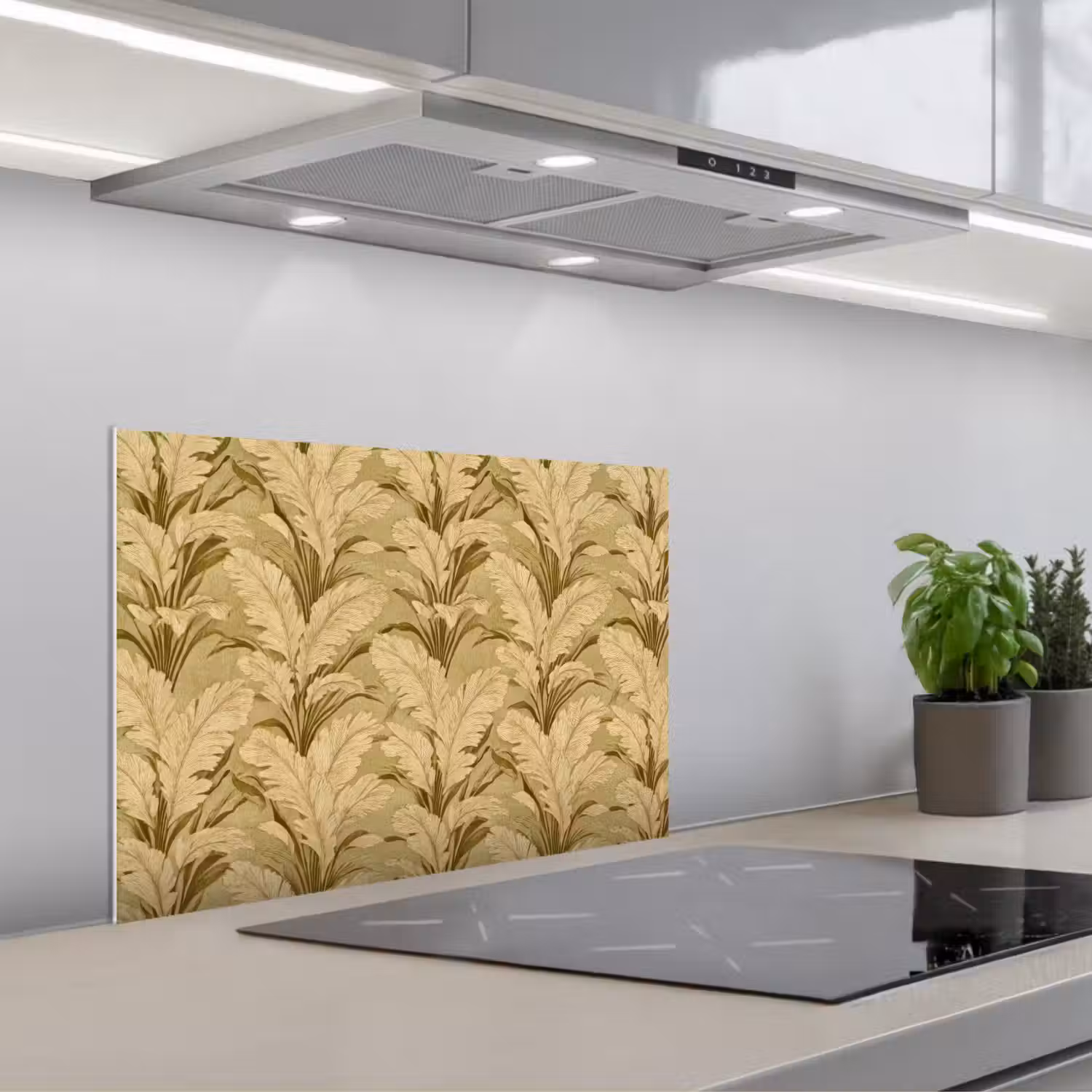 Palmbladeren - Klassiek - Groen keuken achterwand spatscherm klein 900 -3d_schuin