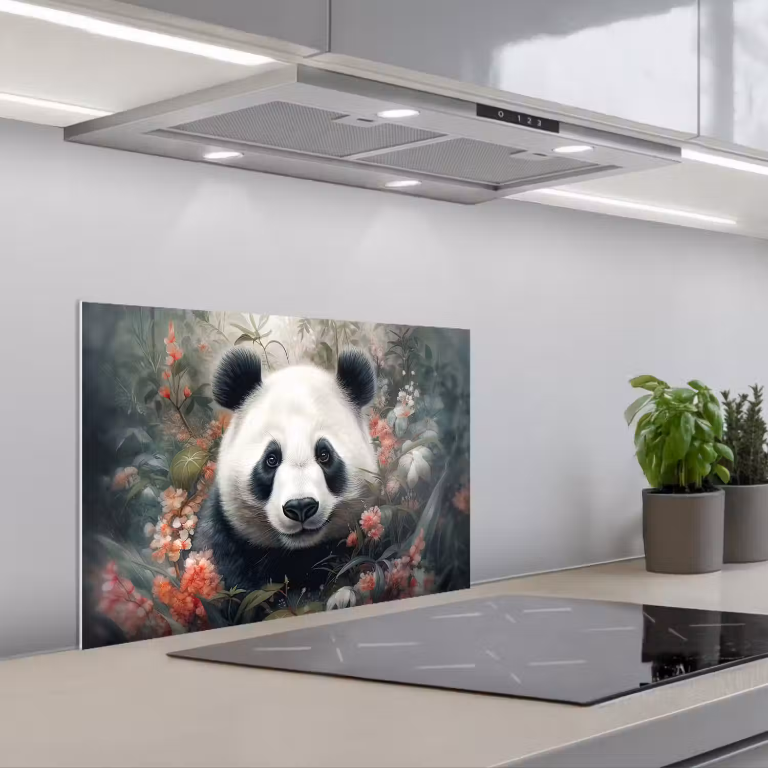 Panda - Wilde dieren - Bloemen - Natuur keuken achterwand spatscherm klein -3d_schuin