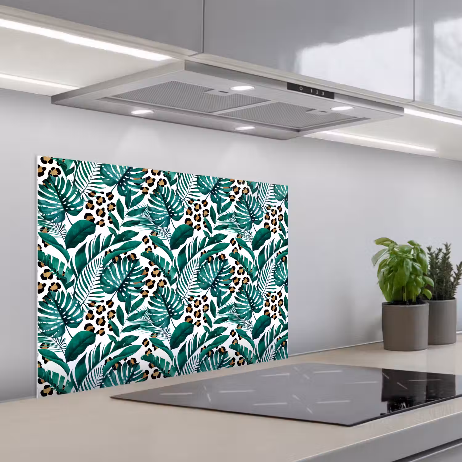 Panterprint - Bladeren - Jungle keuken achterwand spatscherm middel -3d_schuin