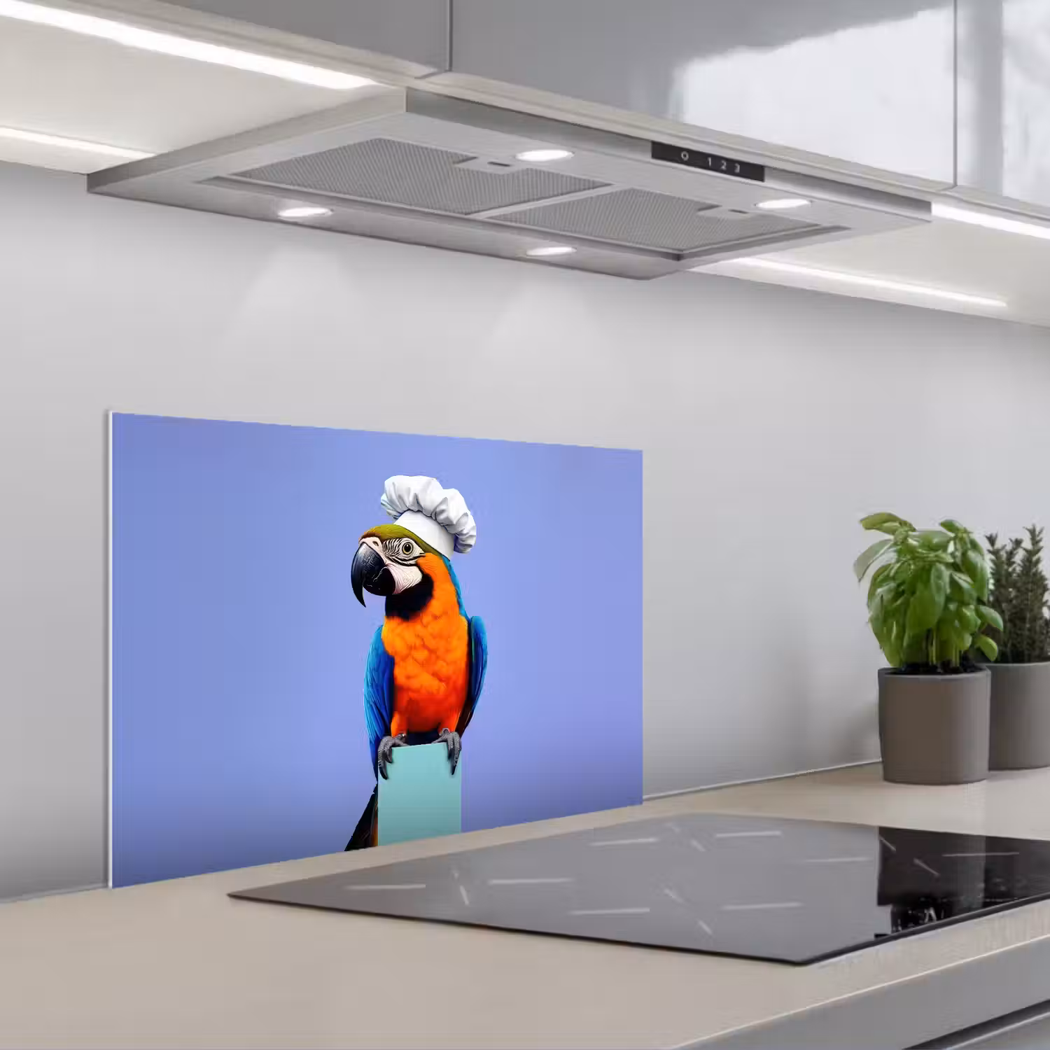 Papegaai - Koksmuts - Vogel - Leuk keuken achterwand spatscherm klein -3d_schuin
