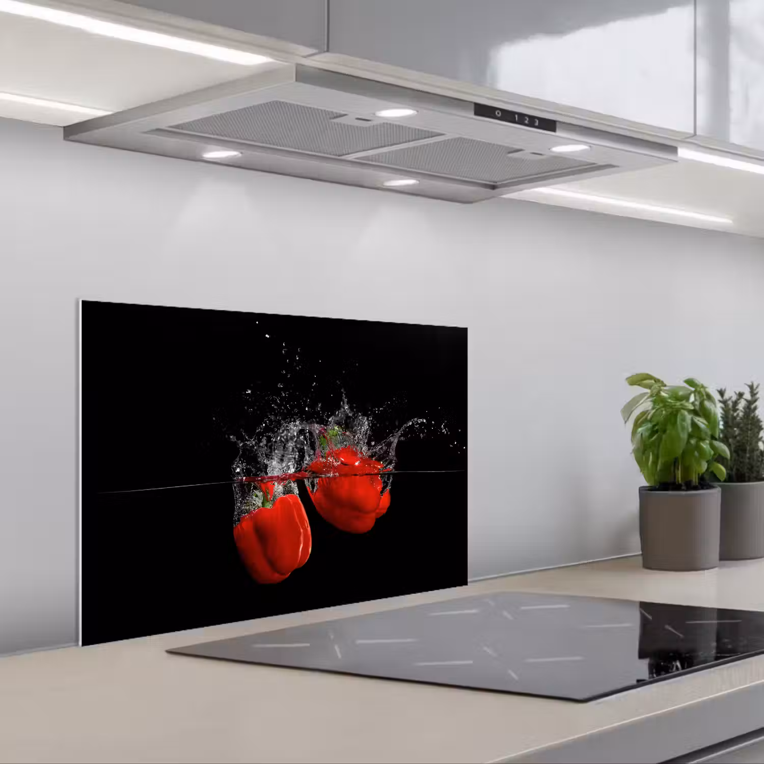 Paprika - Groente - Stilleven - Water - Rood keuken achterwand spatscherm klein -3d_schuin