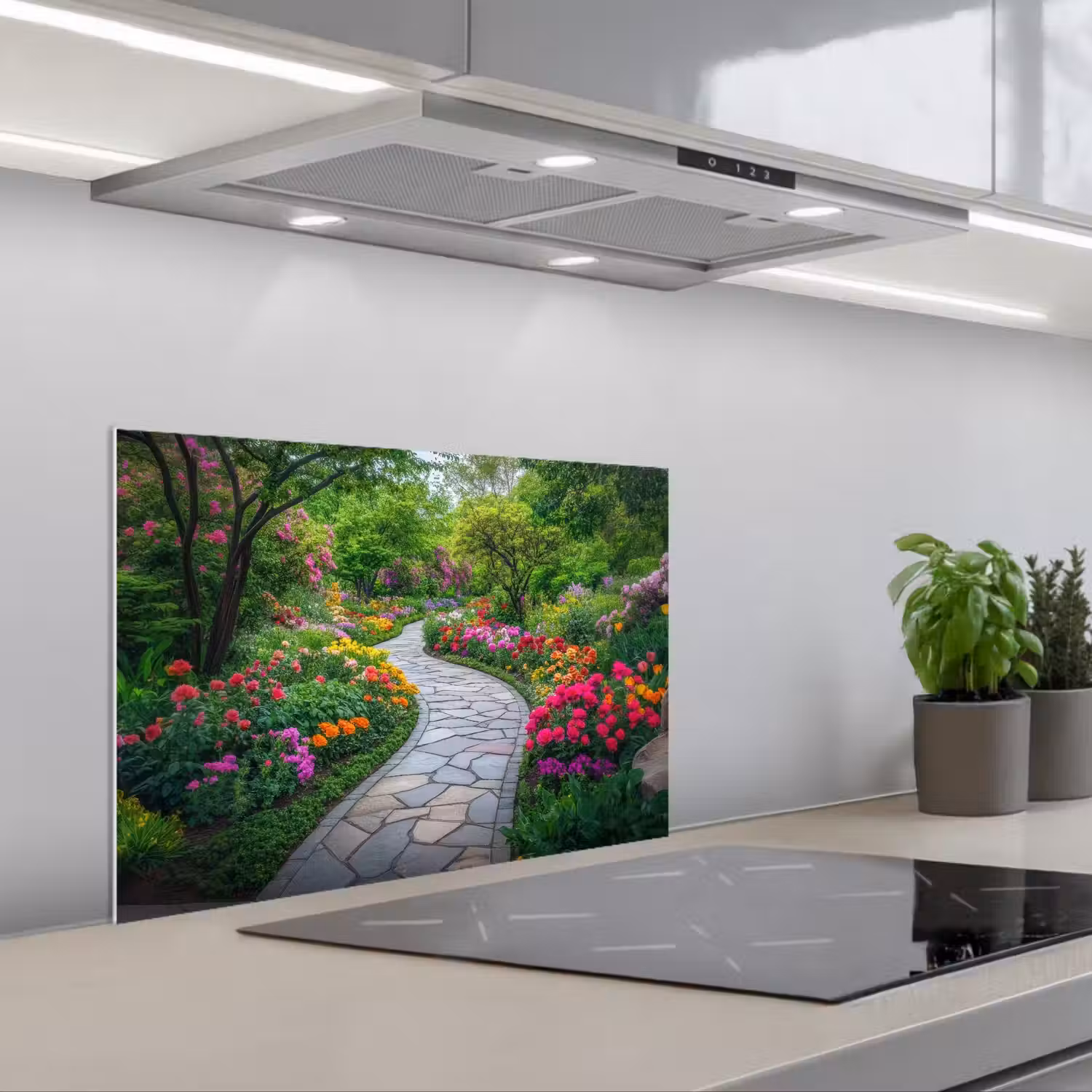 Park - Bloemen - Tuin keuken achterwand spatscherm klein -3d_schuin