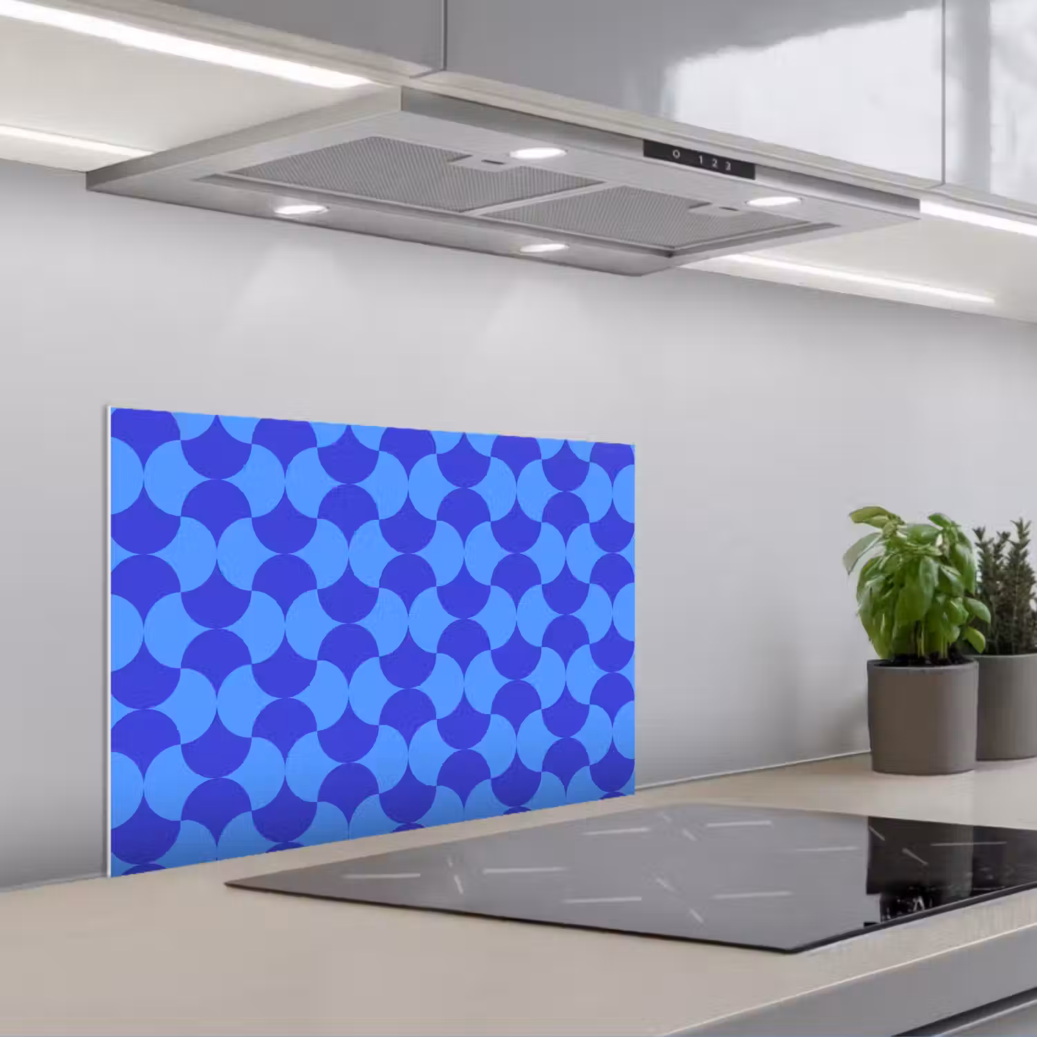 Blauw - Maanvlakken - Patroon keuken achterwand spatscherm klein 900 -3d_schuin