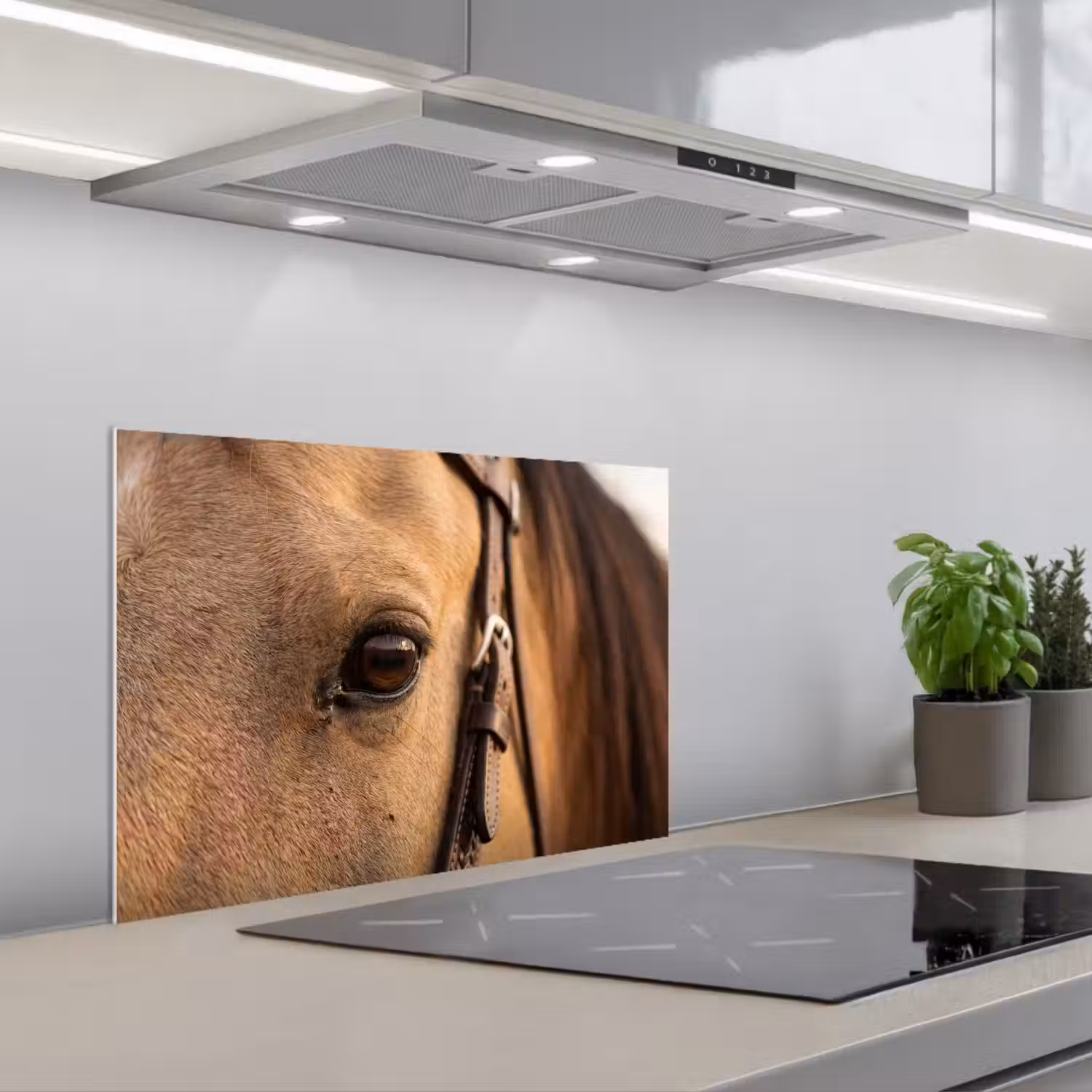 Paard - Oog - Bruin keuken achterwand spatscherm klein -3d_schuin