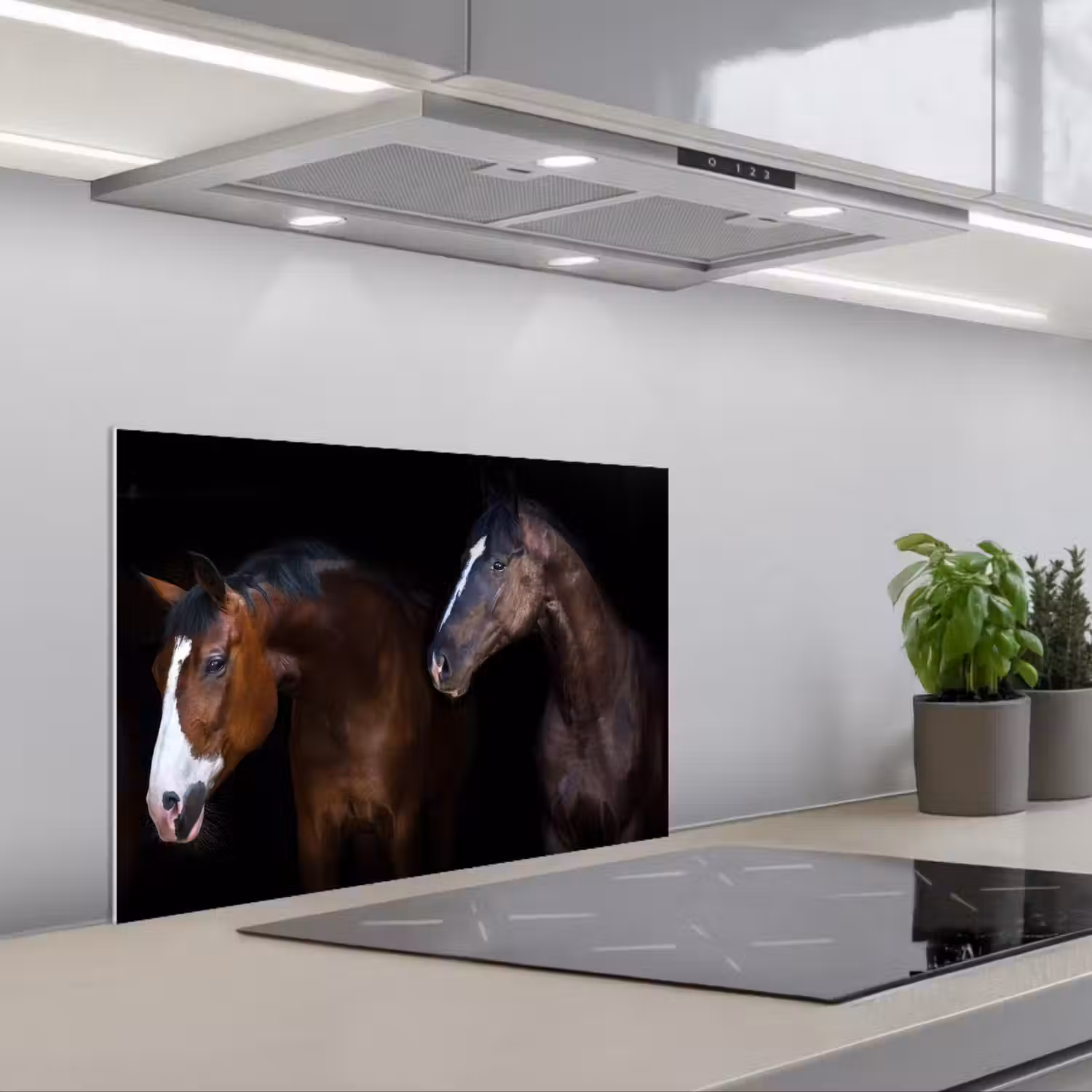 Paard - Dieren - Zwart keuken achterwand spatscherm klein -3d_schuin