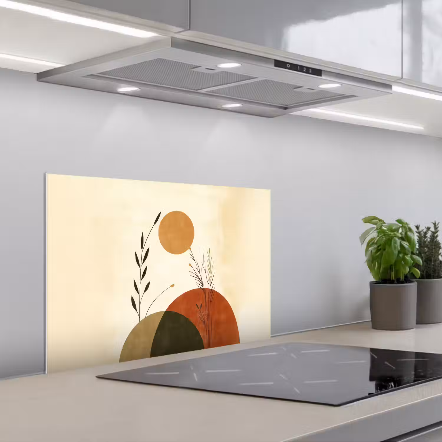 Planten - Abstract - Vormen keuken achterwand spatscherm klein -3d_schuin
