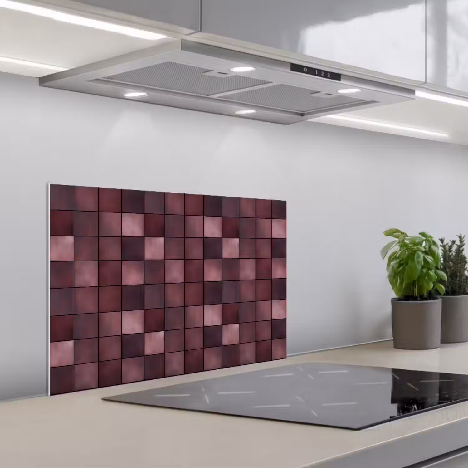 Vierkant - Tegel - Patroon - Paars keuken achterwand spatscherm klein 900 -3d_schuin