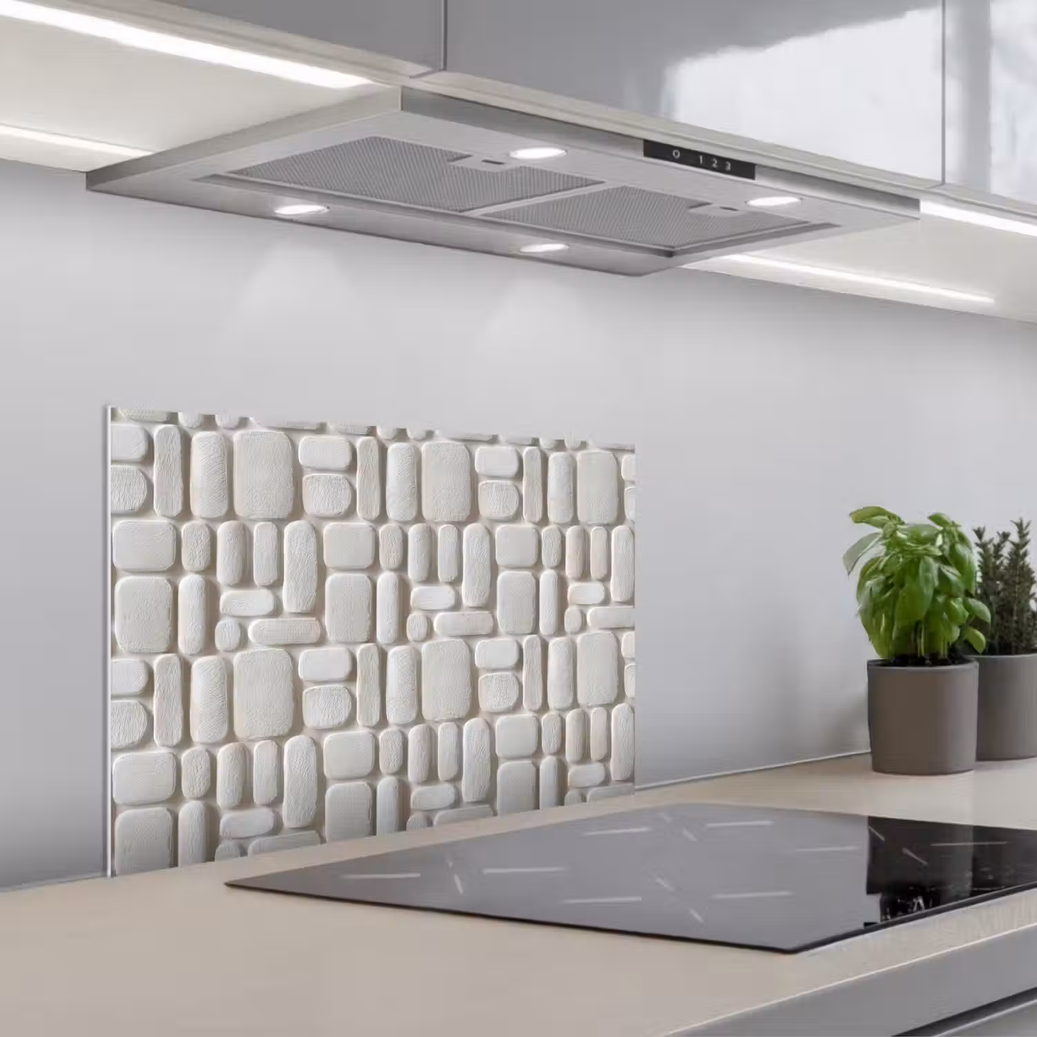 Reliëf - Structuur - Wit keuken achterwand spatscherm klein 900 -3d_schuin