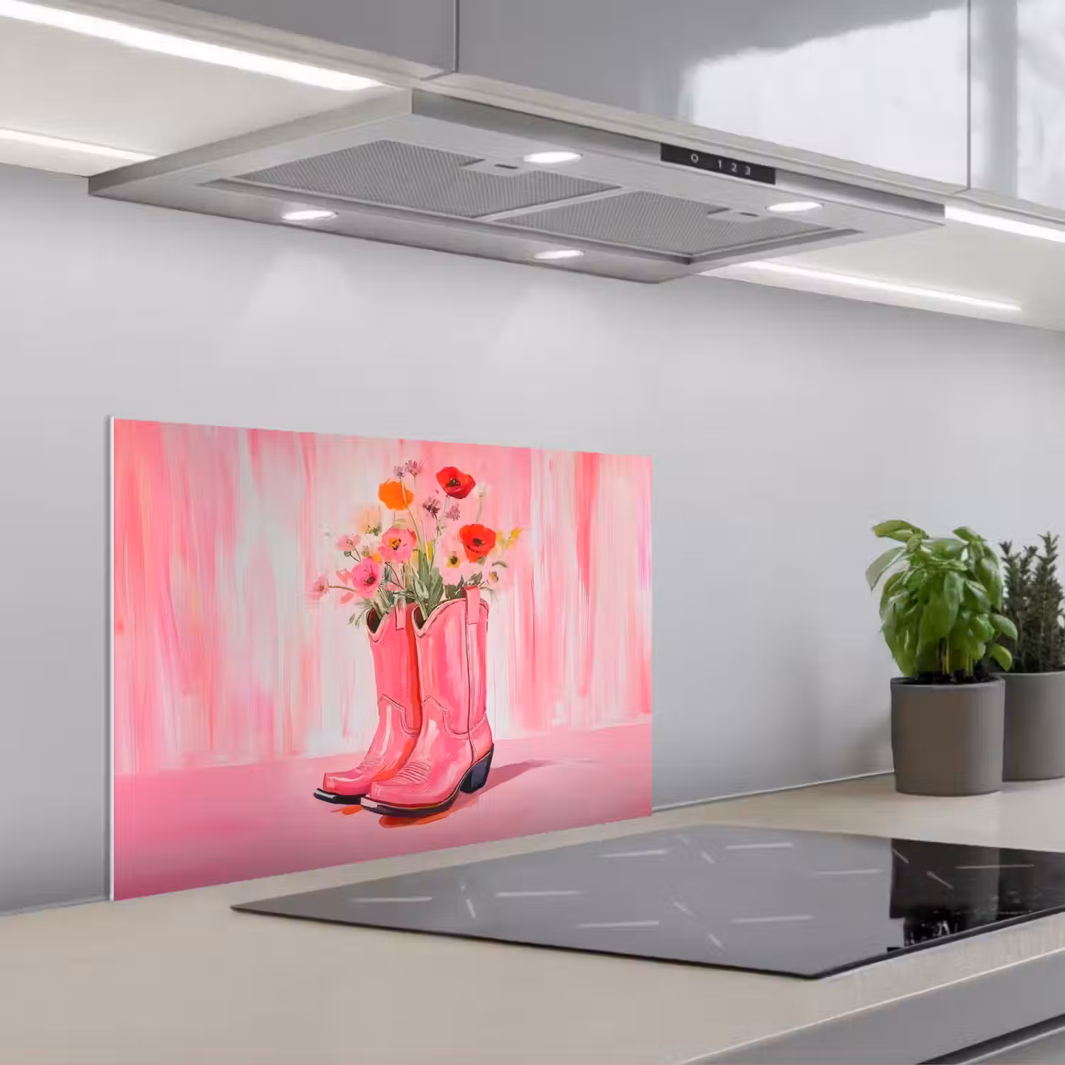 Roze - Bloemen - Cowboy keuken achterwand spatscherm klein -3d_schuin