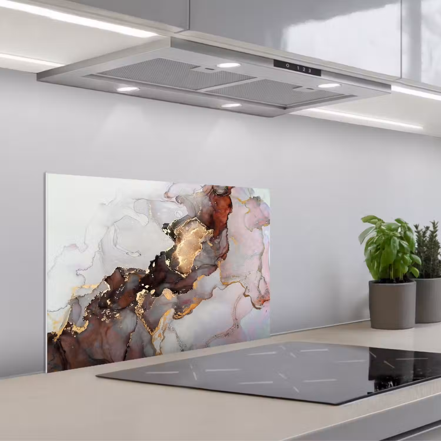 Rood - Marmer - Goud keuken achterwand spatscherm klein -3d_schuin