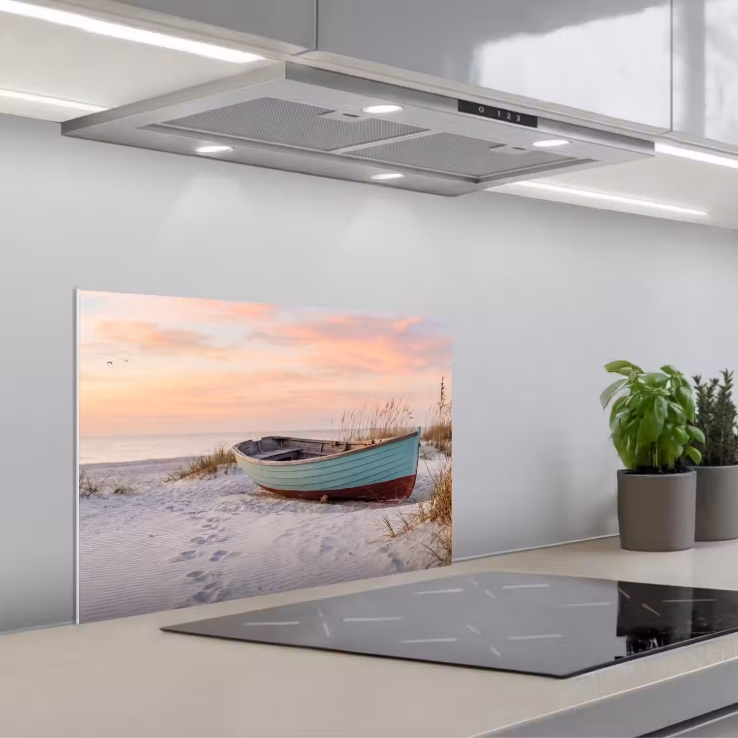 Rustiek - Roeiboot - Zandstrand keuken achterwand spatscherm klein -3d_schuin