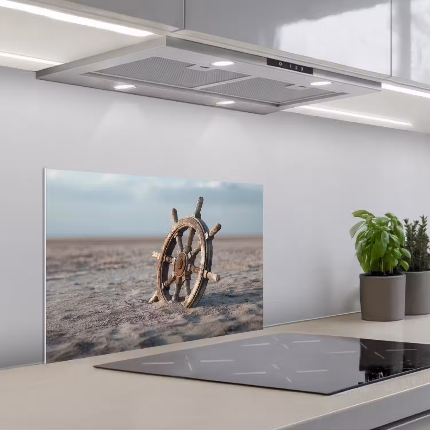 Scheepsstuur - Hout - Bruin - Zand keuken achterwand spatscherm klein -3d_schuin