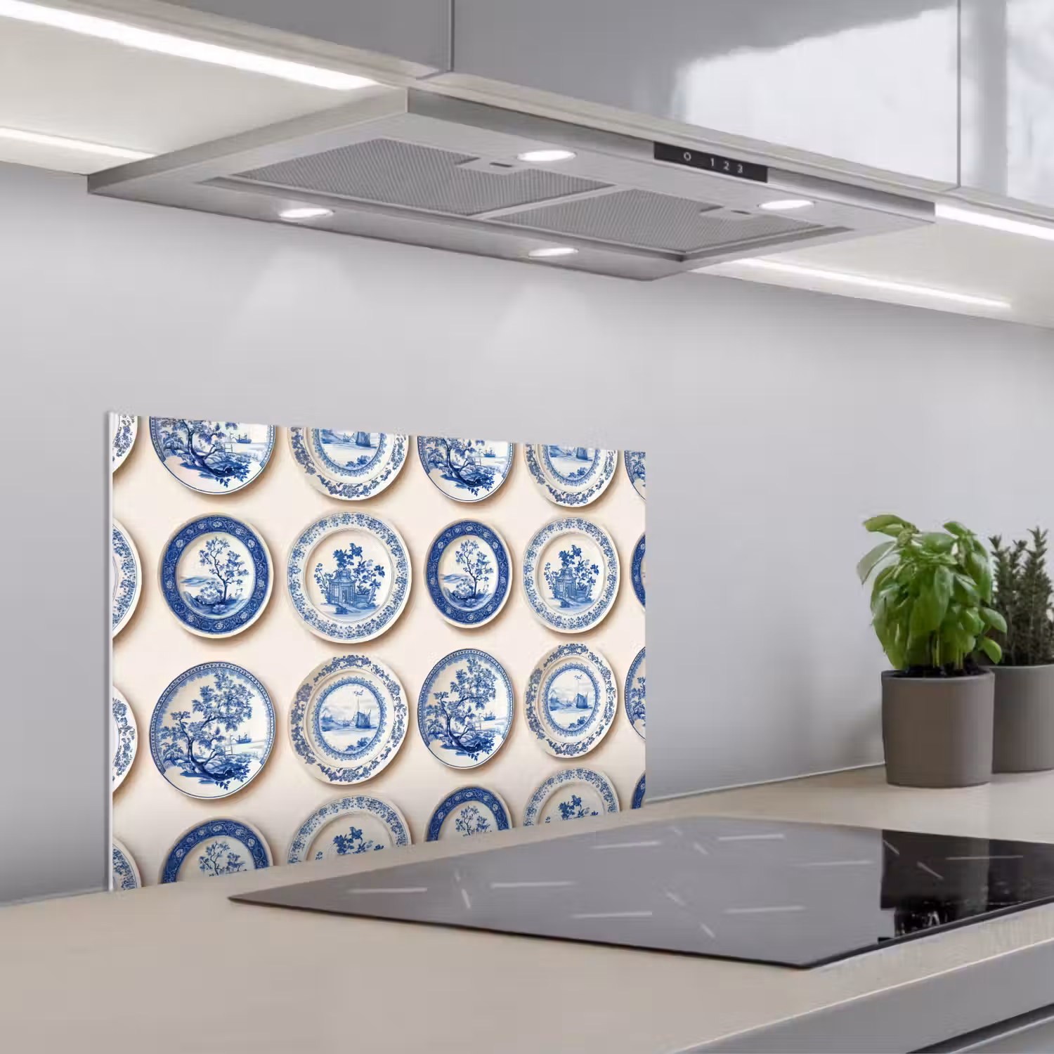 Borden - Bomen - Planten - Blauw keuken achterwand spatscherm klein 900 -3d_schuin