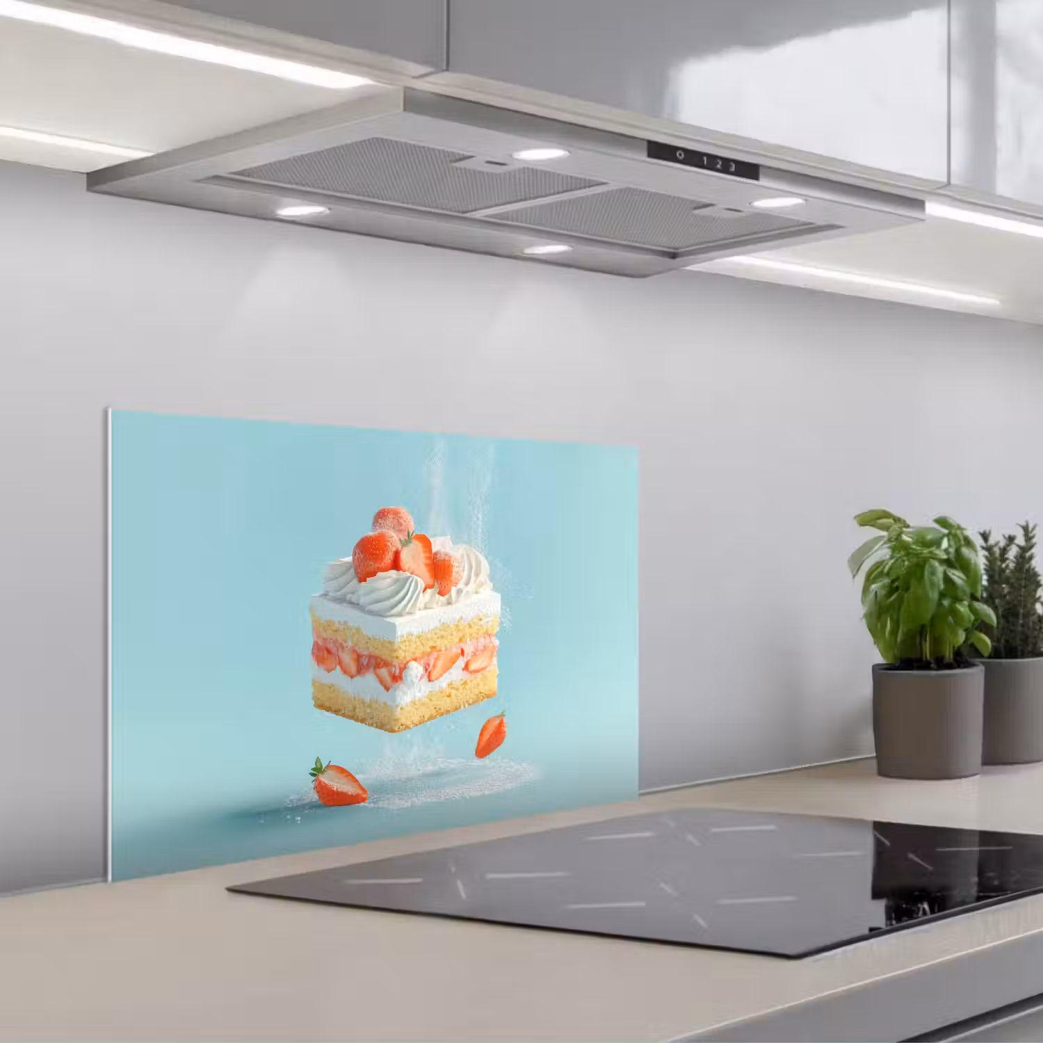 Slagroom - Taart - Blauw - Eten keuken achterwand spatscherm klein -3d_schuin