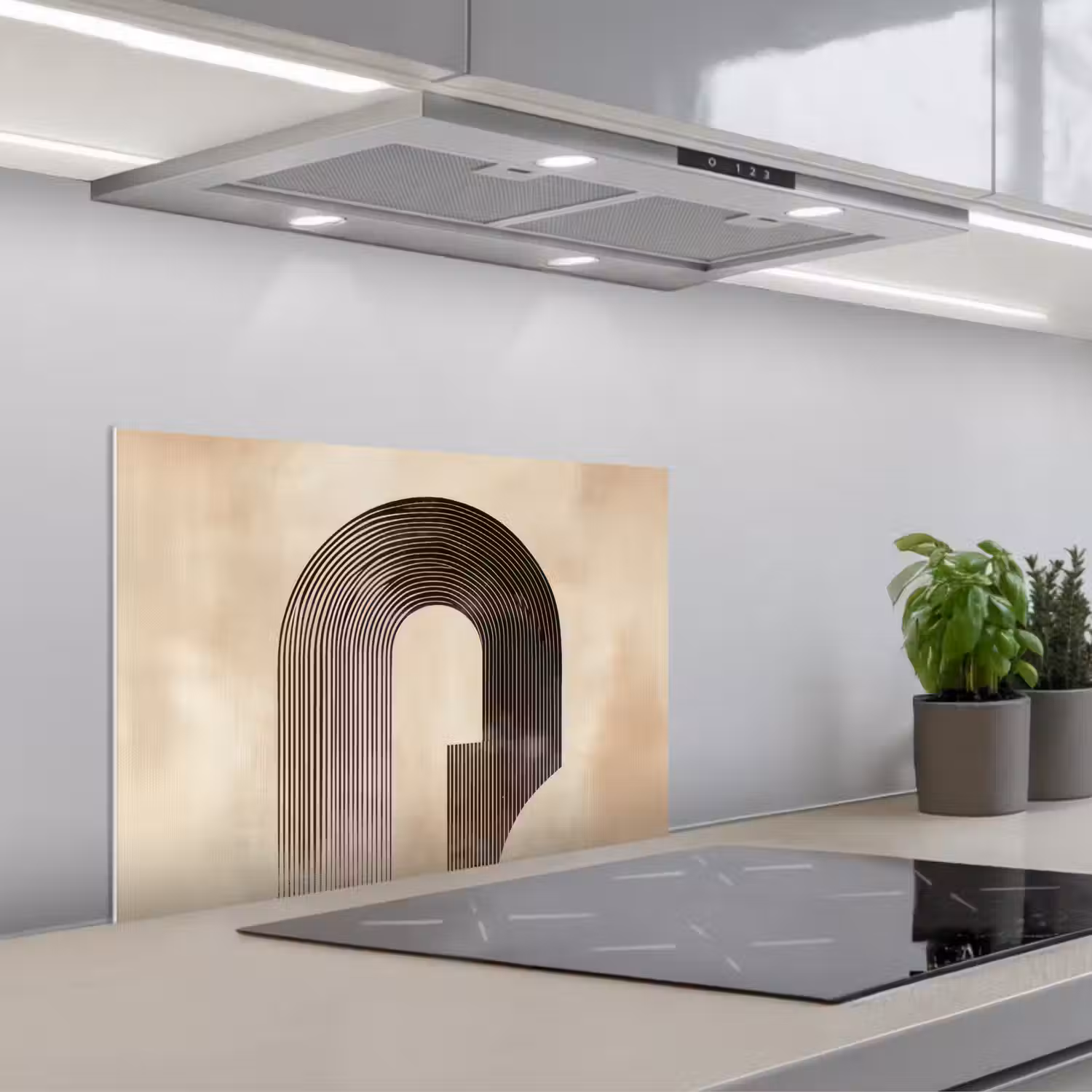 Boog - Strepen - Minimalistisch - Zwart keuken achterwand spatscherm klein -3d_schuin