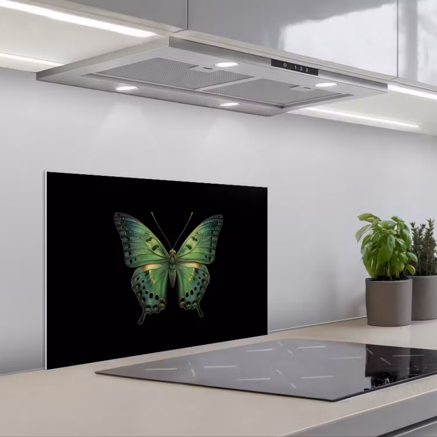 Vlinder - Groen - Diepte keuken achterwand spatscherm klein -3d_schuin