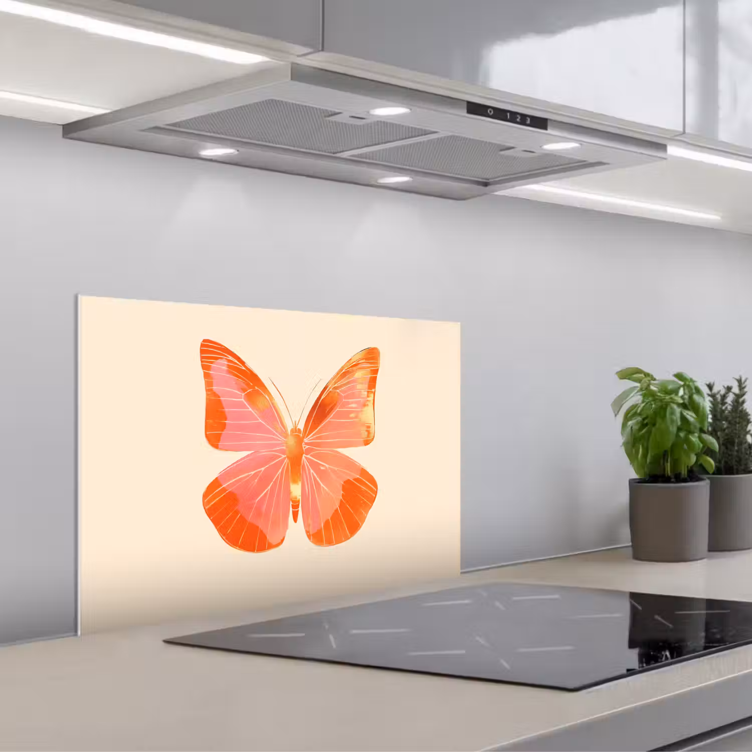 Vlinder - Minimalistisch - Roze keuken achterwand spatscherm klein -3d_schuin