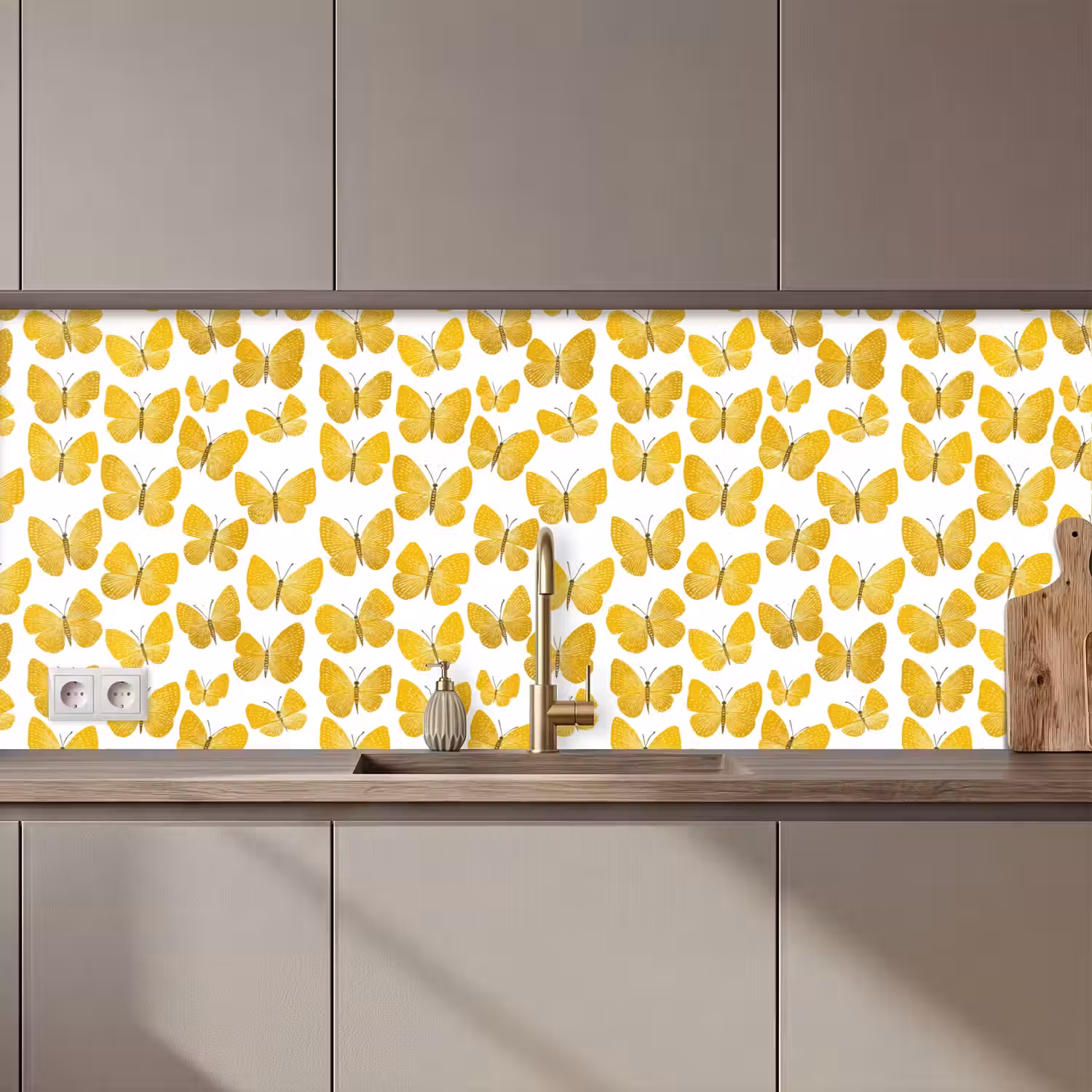 Vlinders - Botanisch - Illustratie - Geel - Wit keuken achterwand 2 middel 871 zz_3dshopping