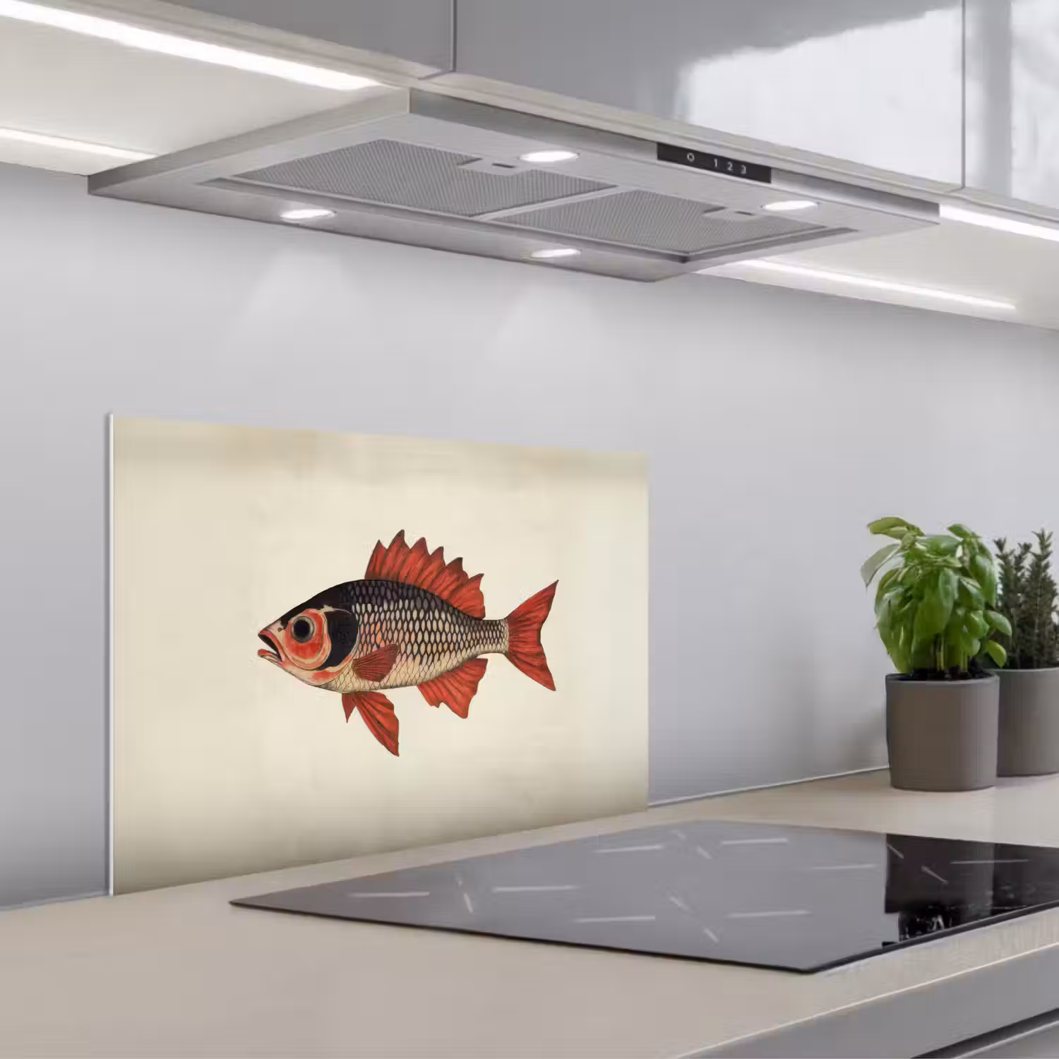 Schubben - Rood - Vis - Vinnen keuken achterwand spatscherm klein -3d_schuin
