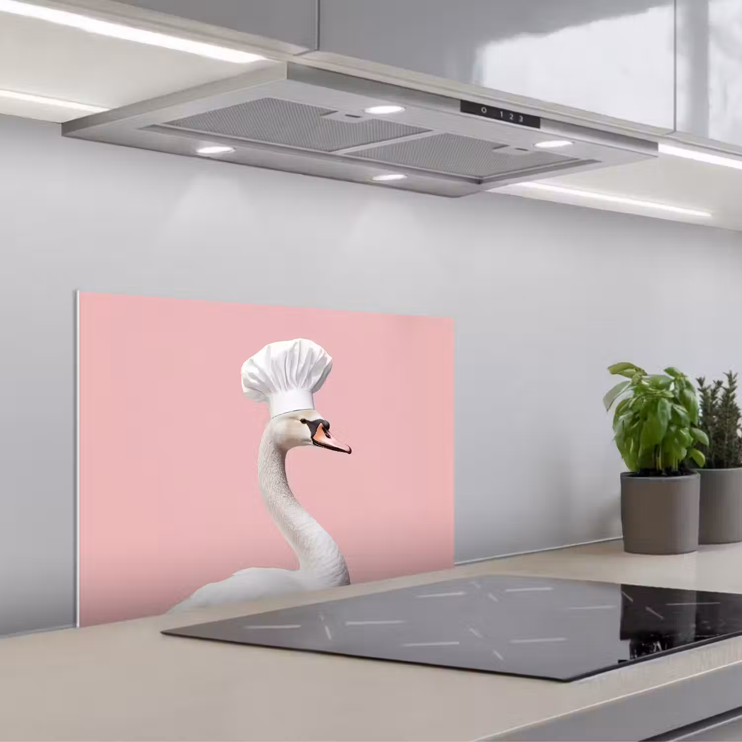 Zwaan - Koksmuts - Mooi - Klassiek keuken achterwand spatscherm klein -3d_schuin