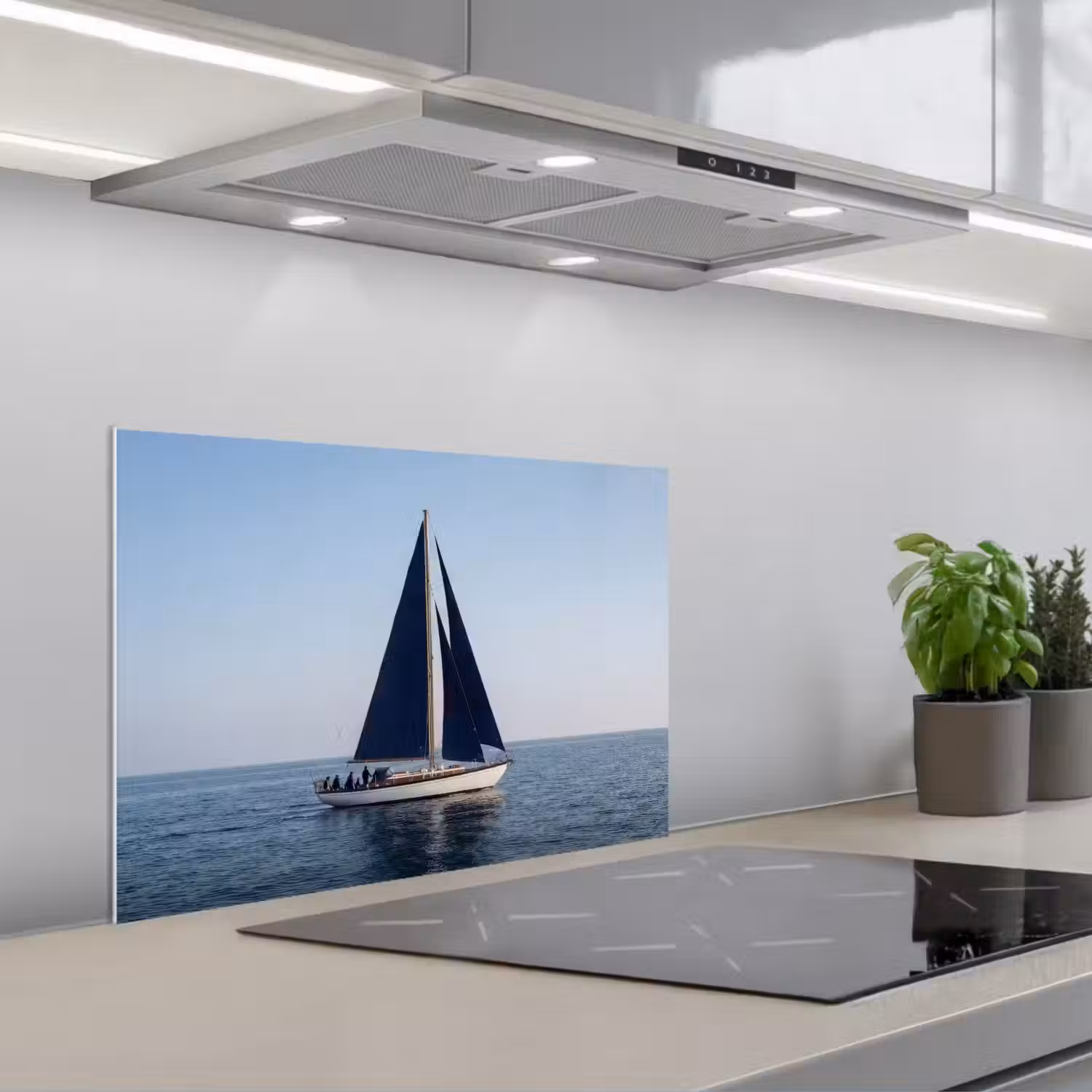 Zeilboot - Zee - Blauw keuken achterwand spatscherm klein -3d_schuin