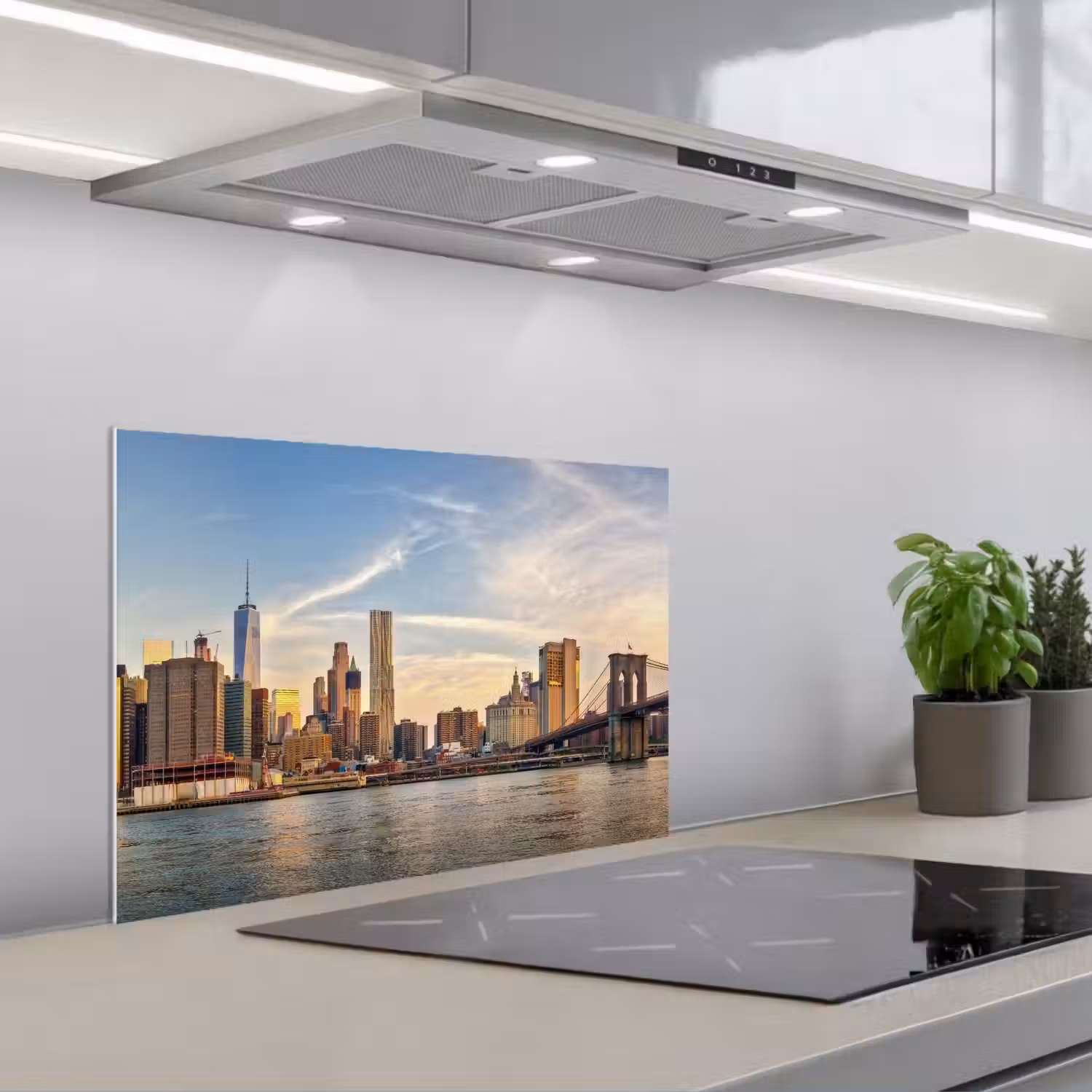 Skyline - New York - Brug - Wolkenkrabbers keuken achterwand spatscherm klein -3d_schuin